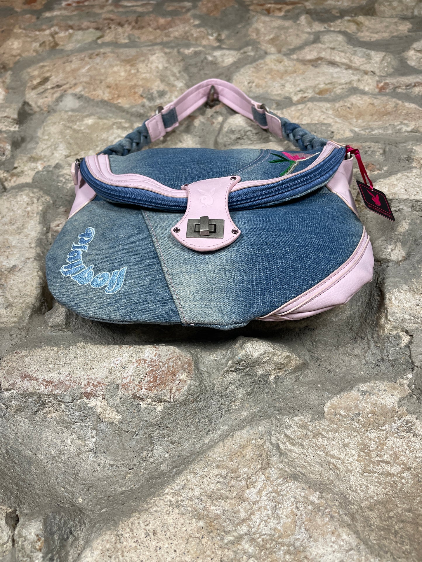 Y2K Playboy Shoulder Bag Denim Blue Pink Deadstock 2004