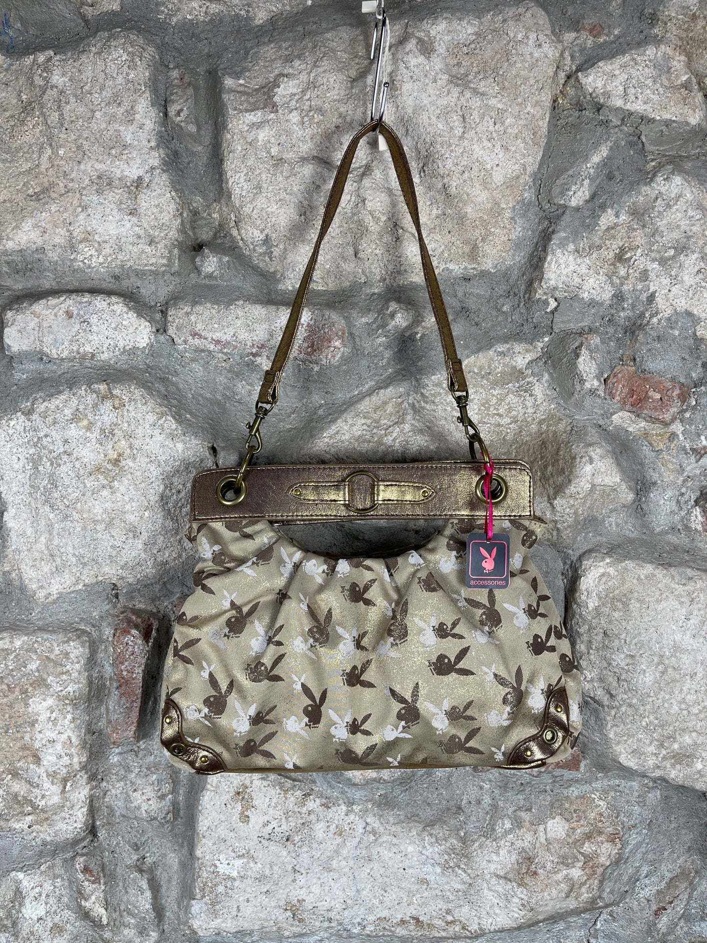 Y2K Playboy Shoulder Bag Gold Monogram Deadstock 2008