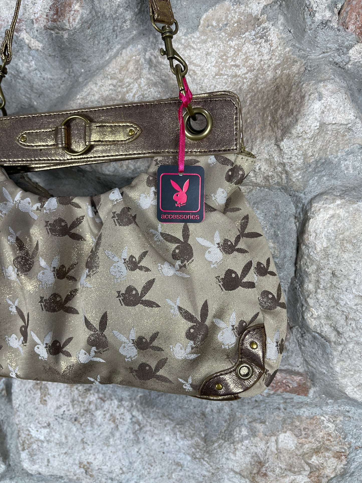 Y2K Playboy Shoulder Bag Gold Monogram Deadstock 2008