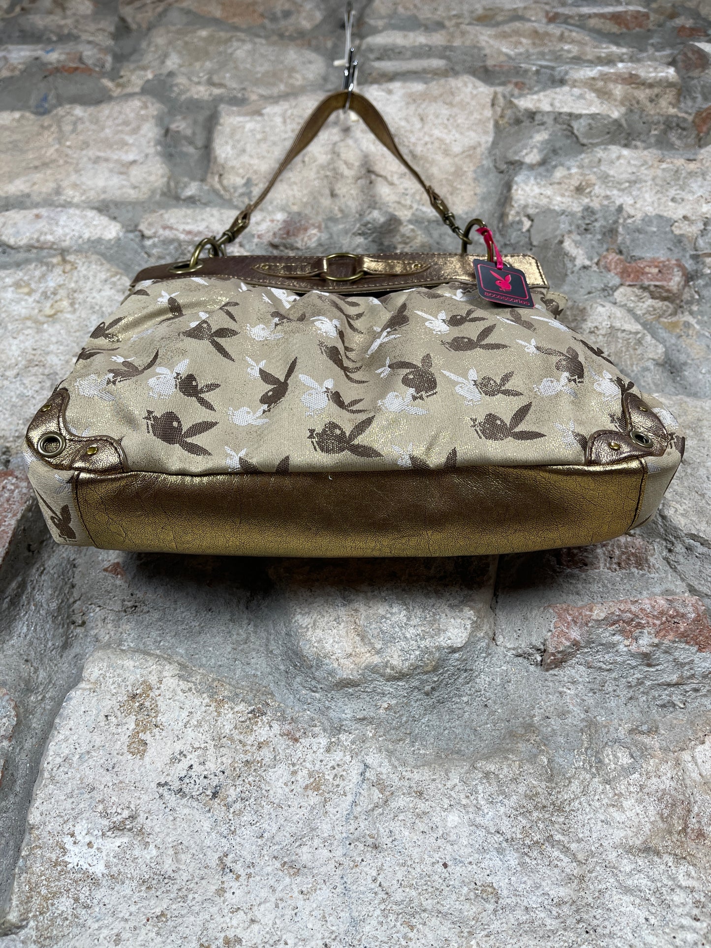 Y2K Playboy Shoulder Bag Gold Monogram Deadstock 2008