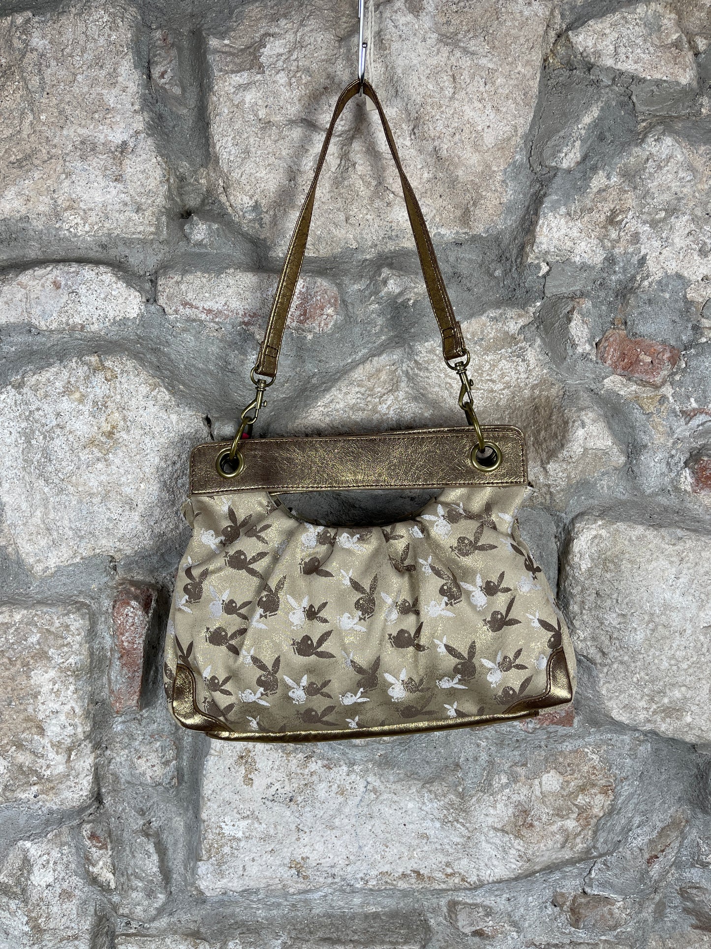 Y2K Playboy Shoulder Bag Gold Monogram Deadstock 2008