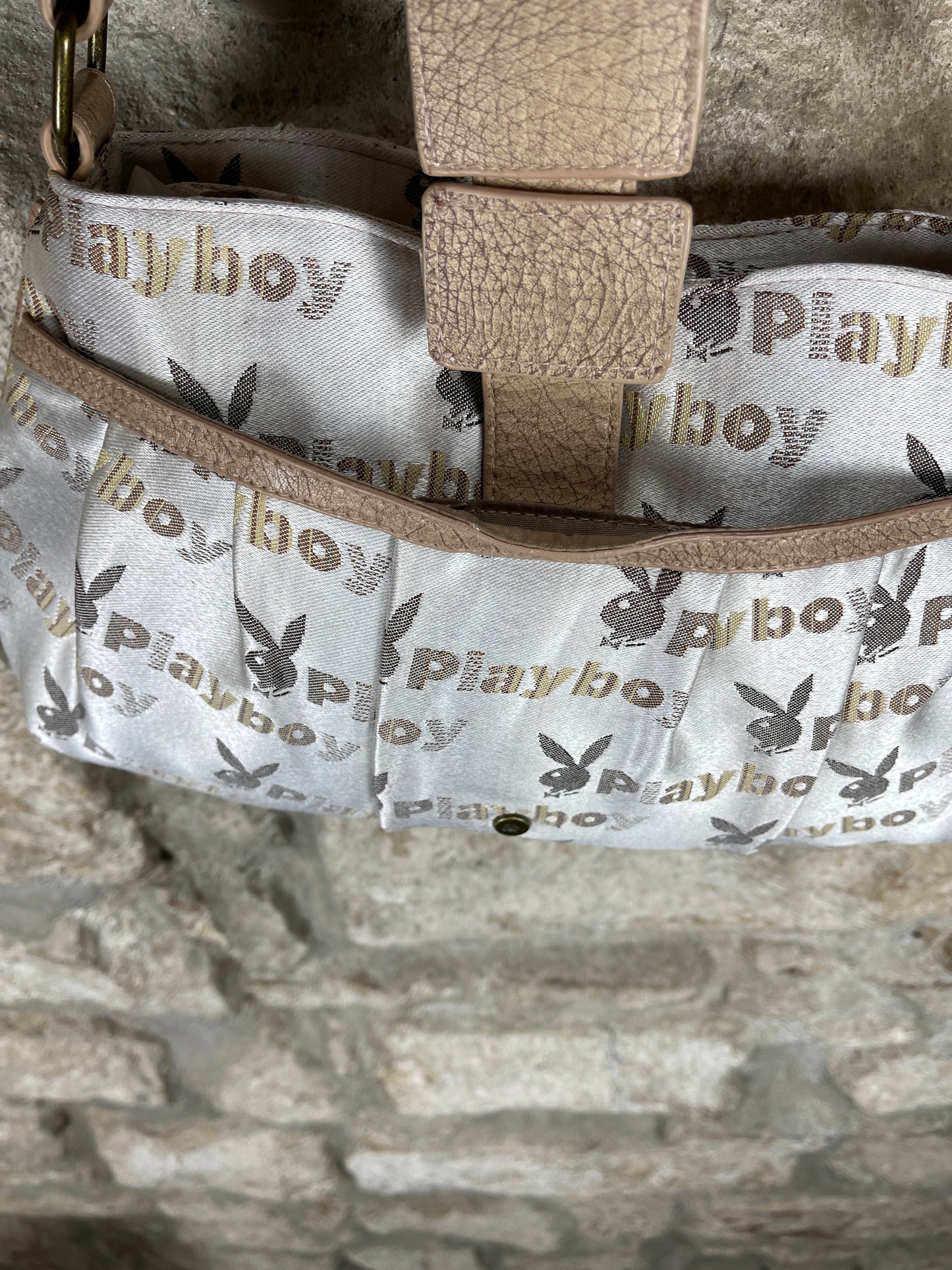 Y2K Playboy Shoulder Bag Beige Creme Deadstock 2008