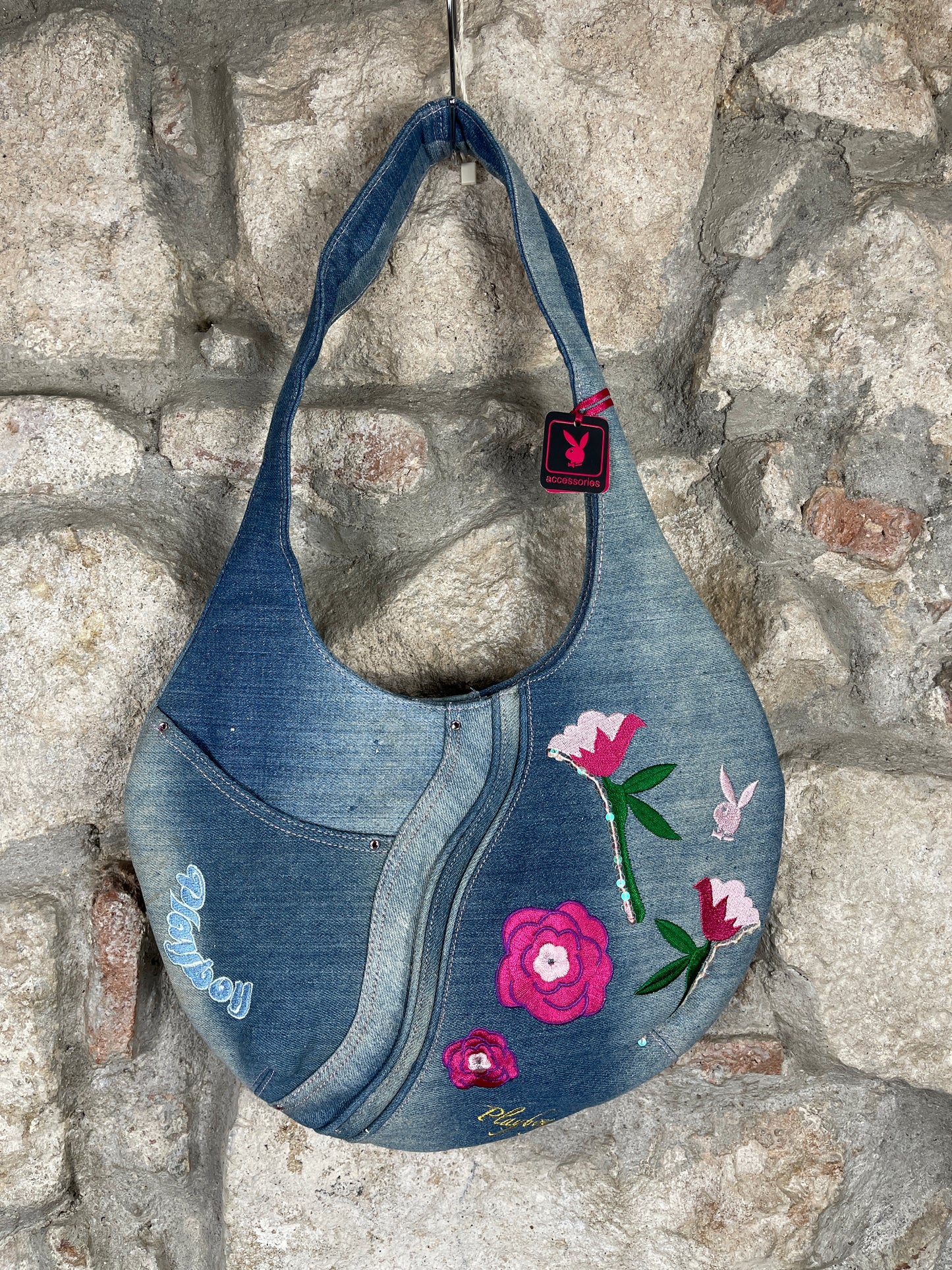Y2K Playboy Denim Shoulder Bag Blue Deadstock 2004