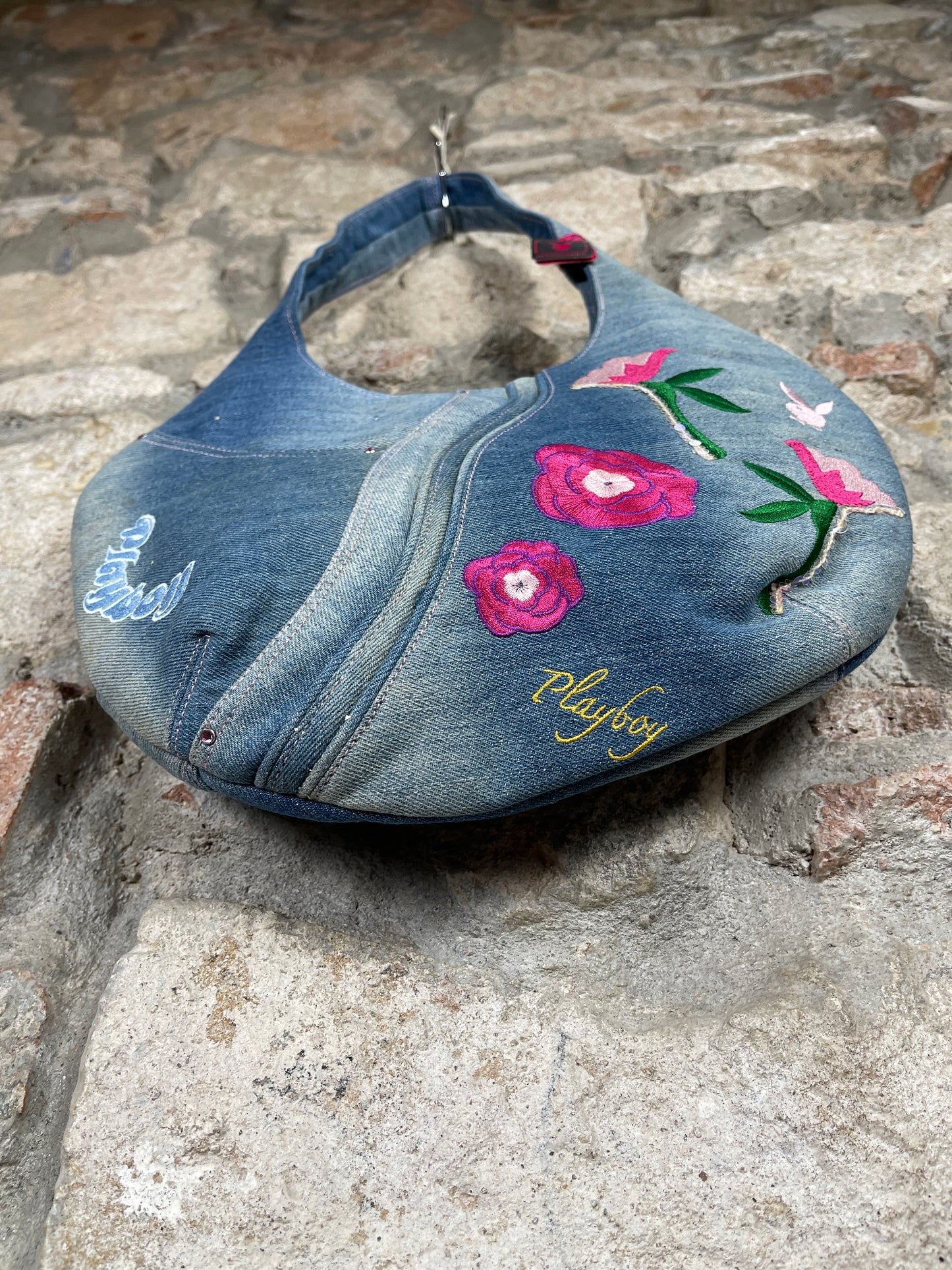 Y2K Playboy Denim Shoulder Bag Blue Deadstock 2004
