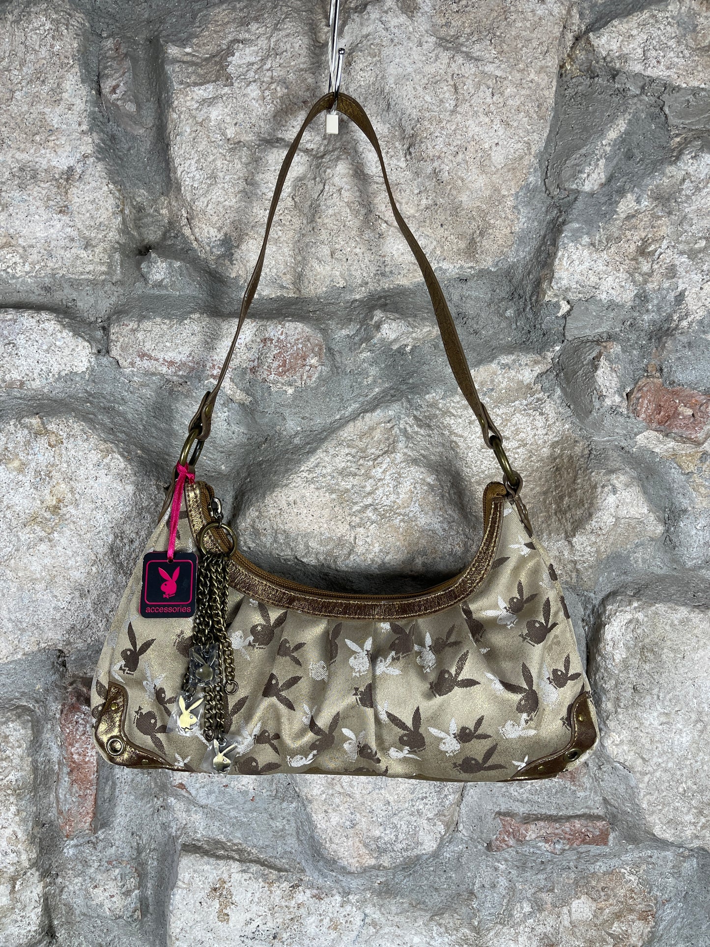 Y2K Playboy Shoulder Bag Gold Monogram Deadstock 2007