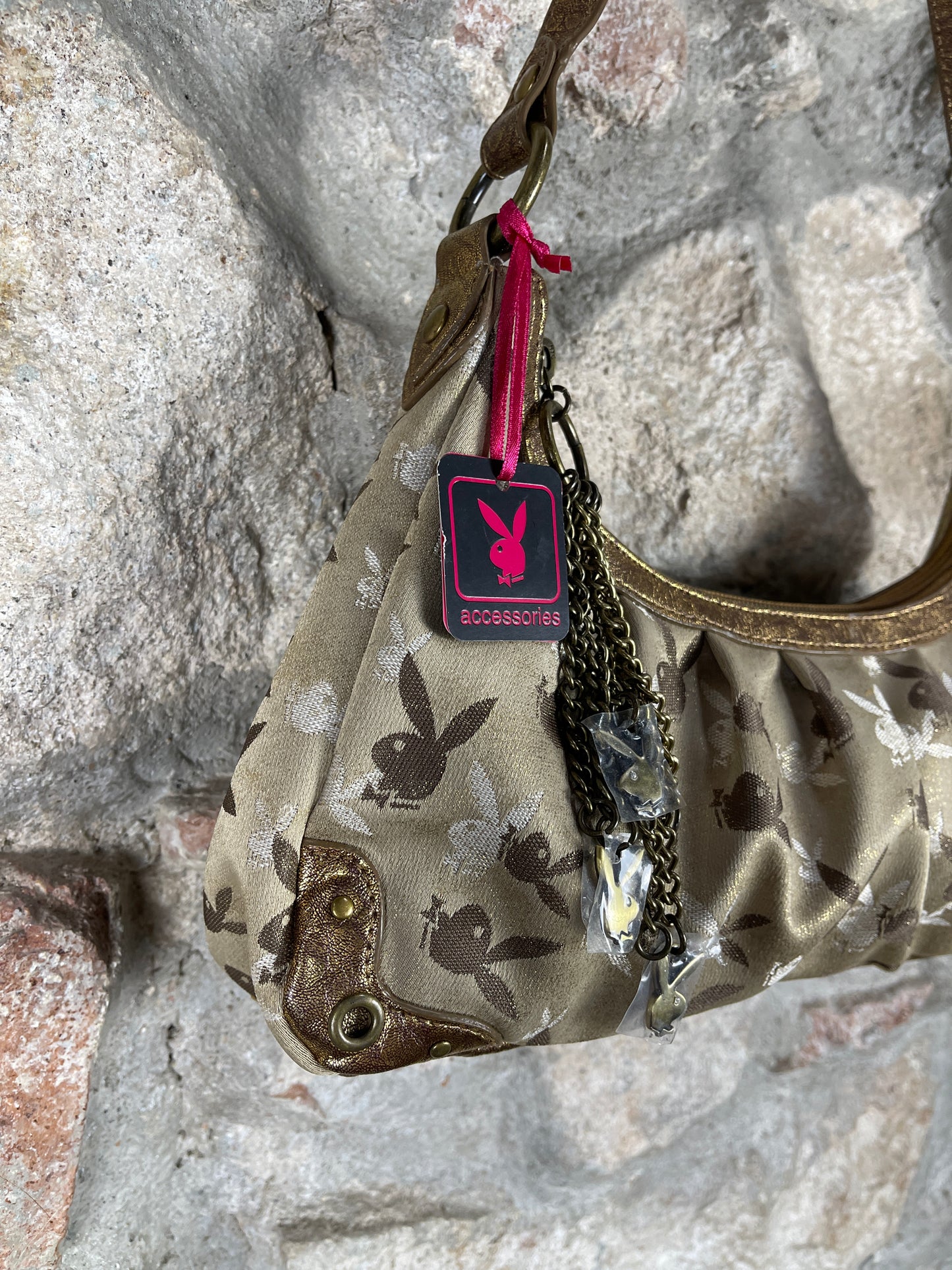 Y2K Playboy Shoulder Bag Gold Monogram Deadstock 2007