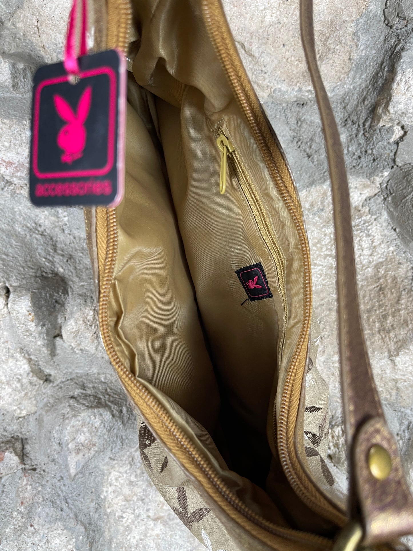 Y2K Playboy Shoulder Bag Gold Monogram Deadstock 2007