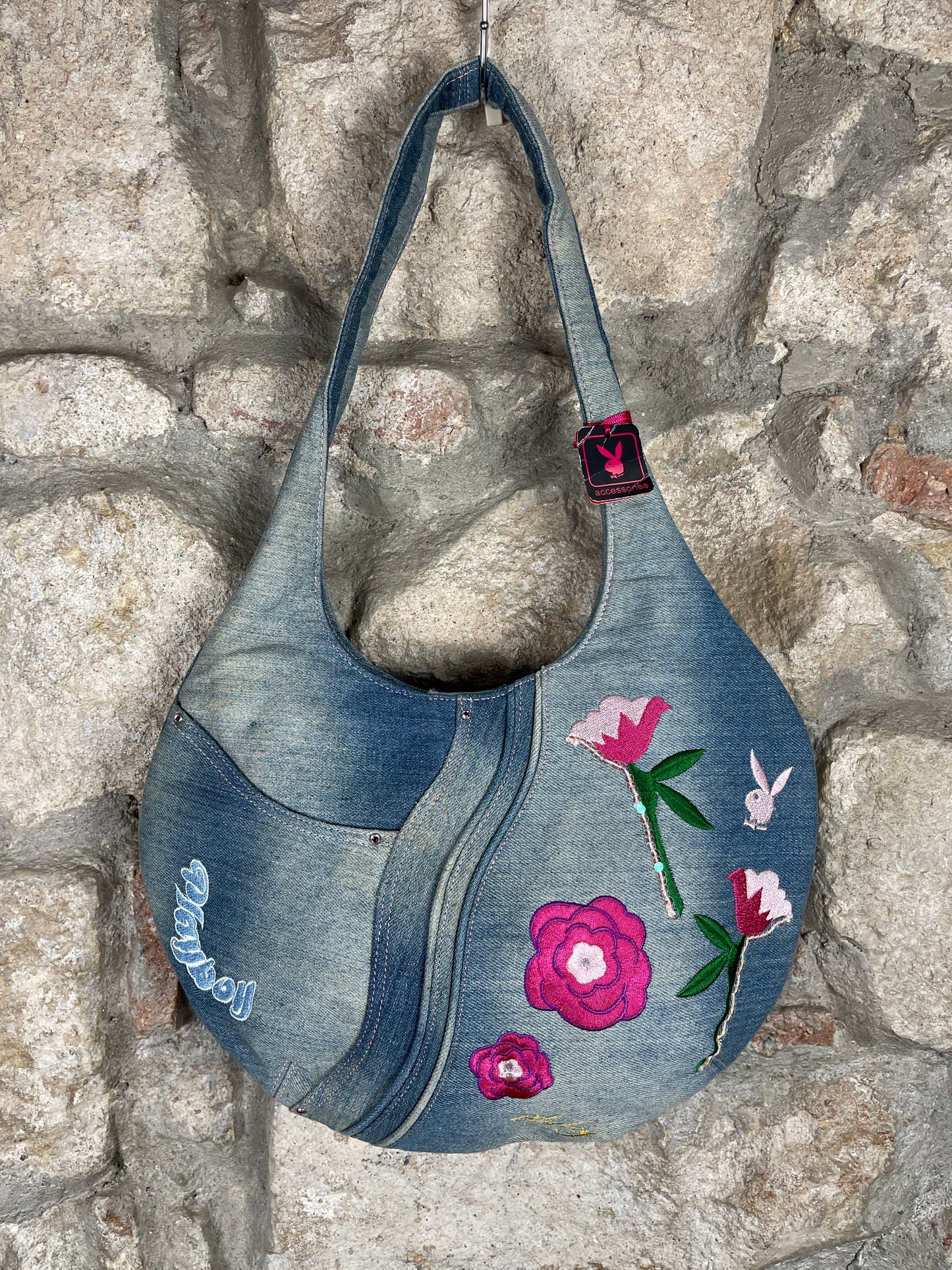 Y2K Playboy Shoulder Bag Denim Blue Deadstock 2004