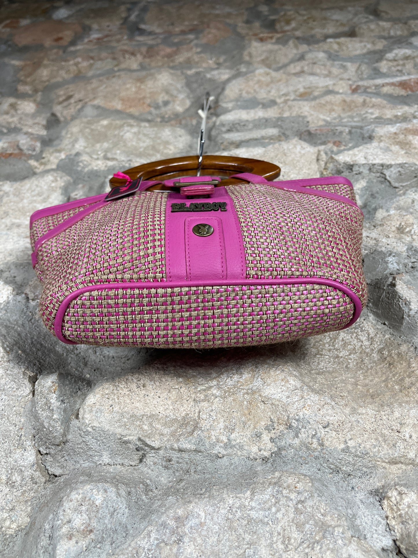 Y2K Playboy Hand Bag Pink Jute Deadstock 2004