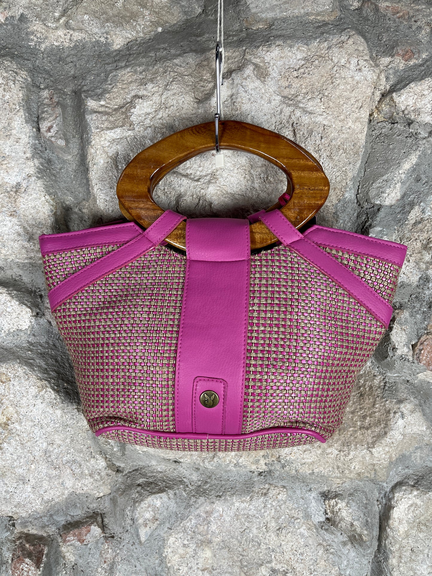 Y2K Playboy Hand Bag Pink Jute Deadstock 2004
