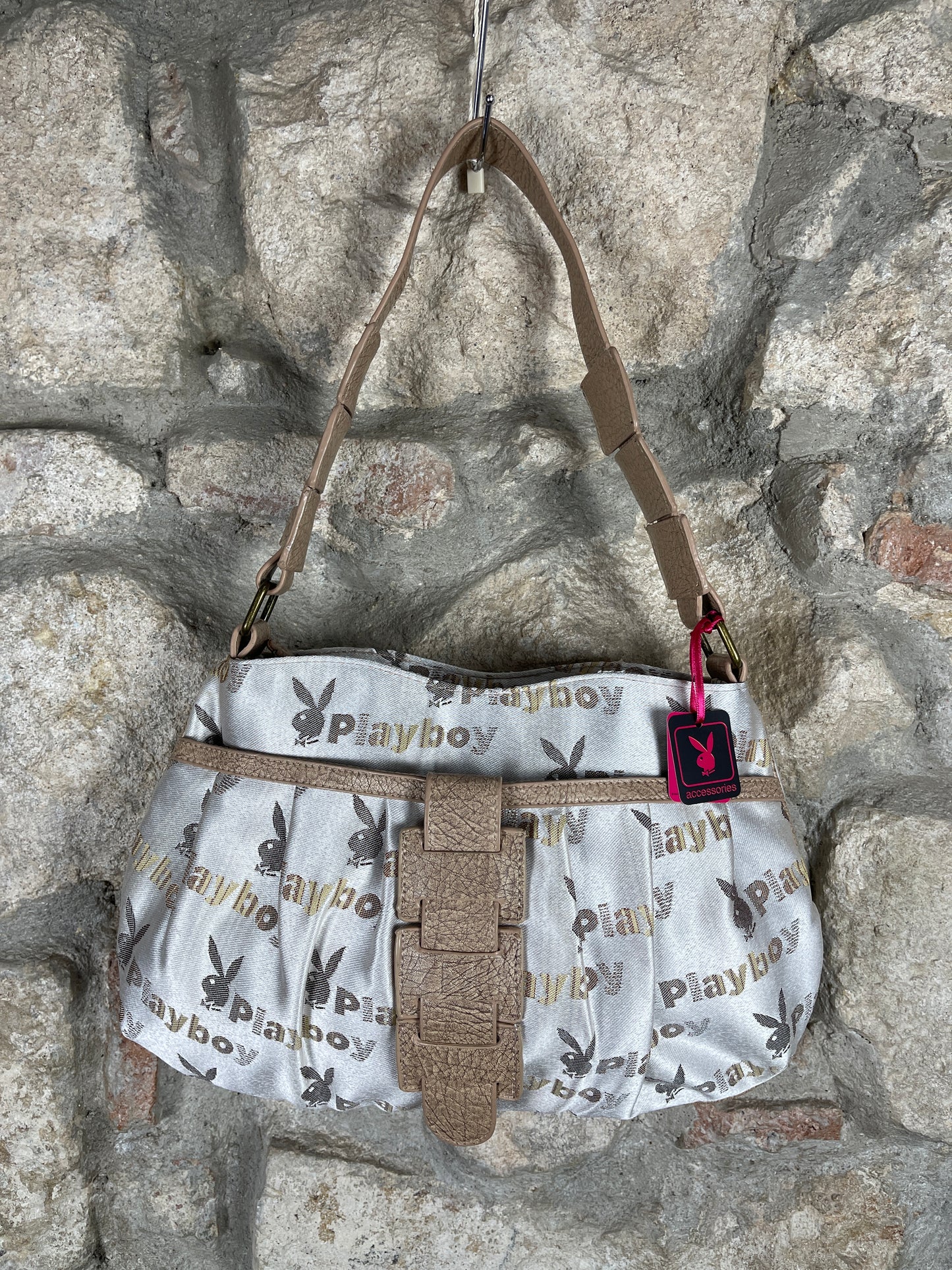 Y2K Playboy Shoulder Bag Creme Beige Deadstock 2008