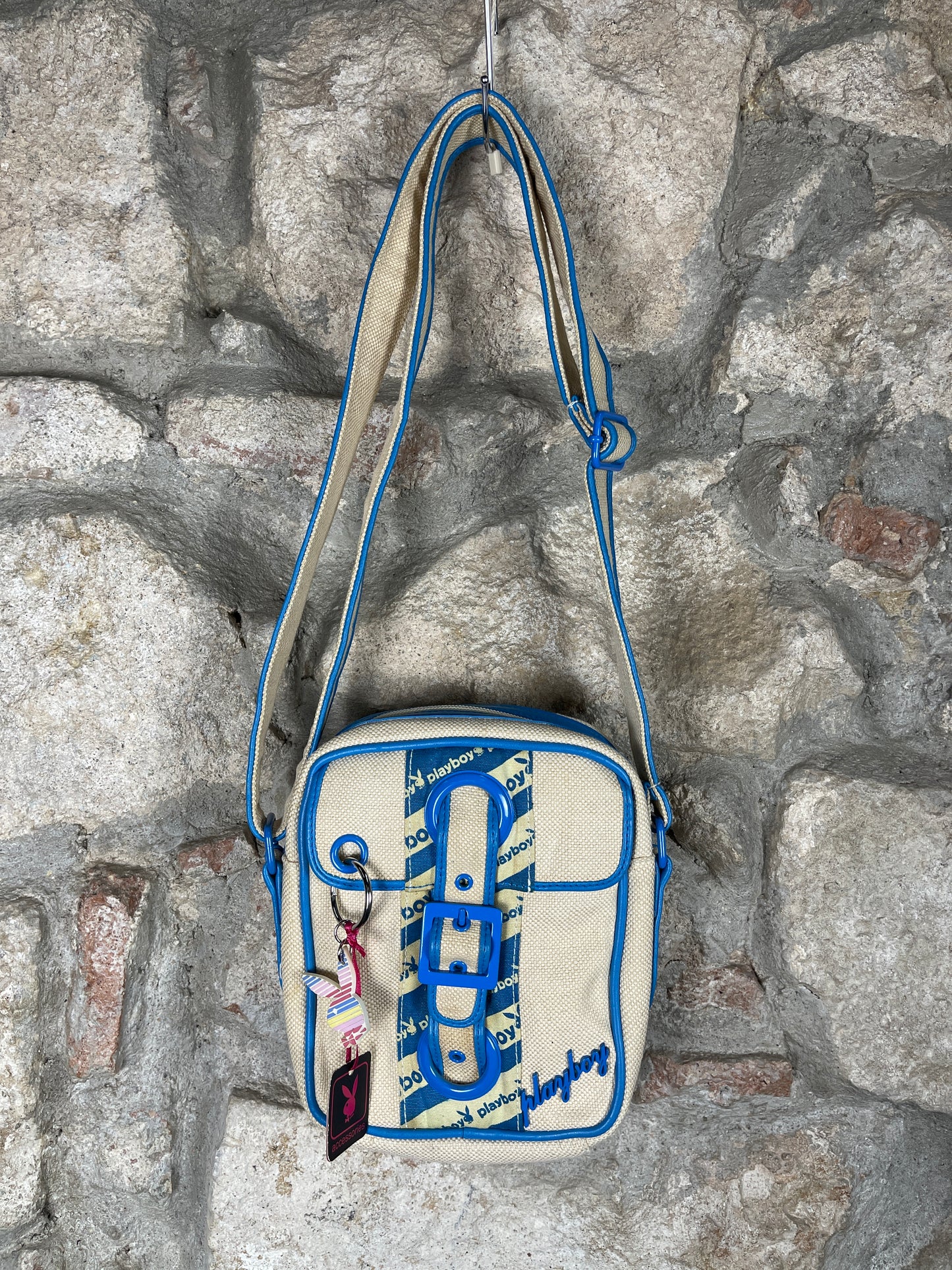 Y2K Playboy Shoulder Bag Creme Blue Deadstock 2004