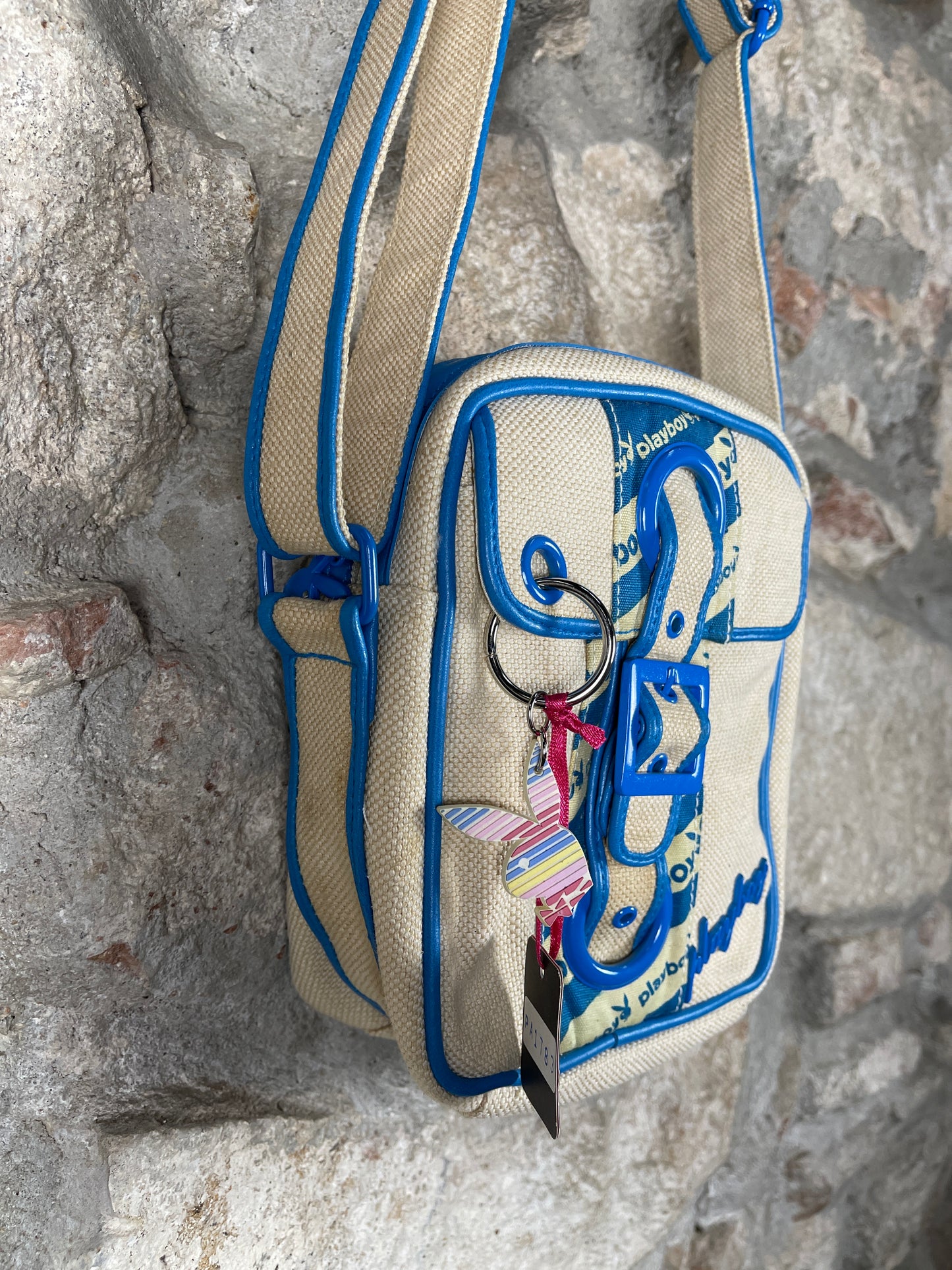 Y2K Playboy Shoulder Bag Creme Blue Deadstock 2004