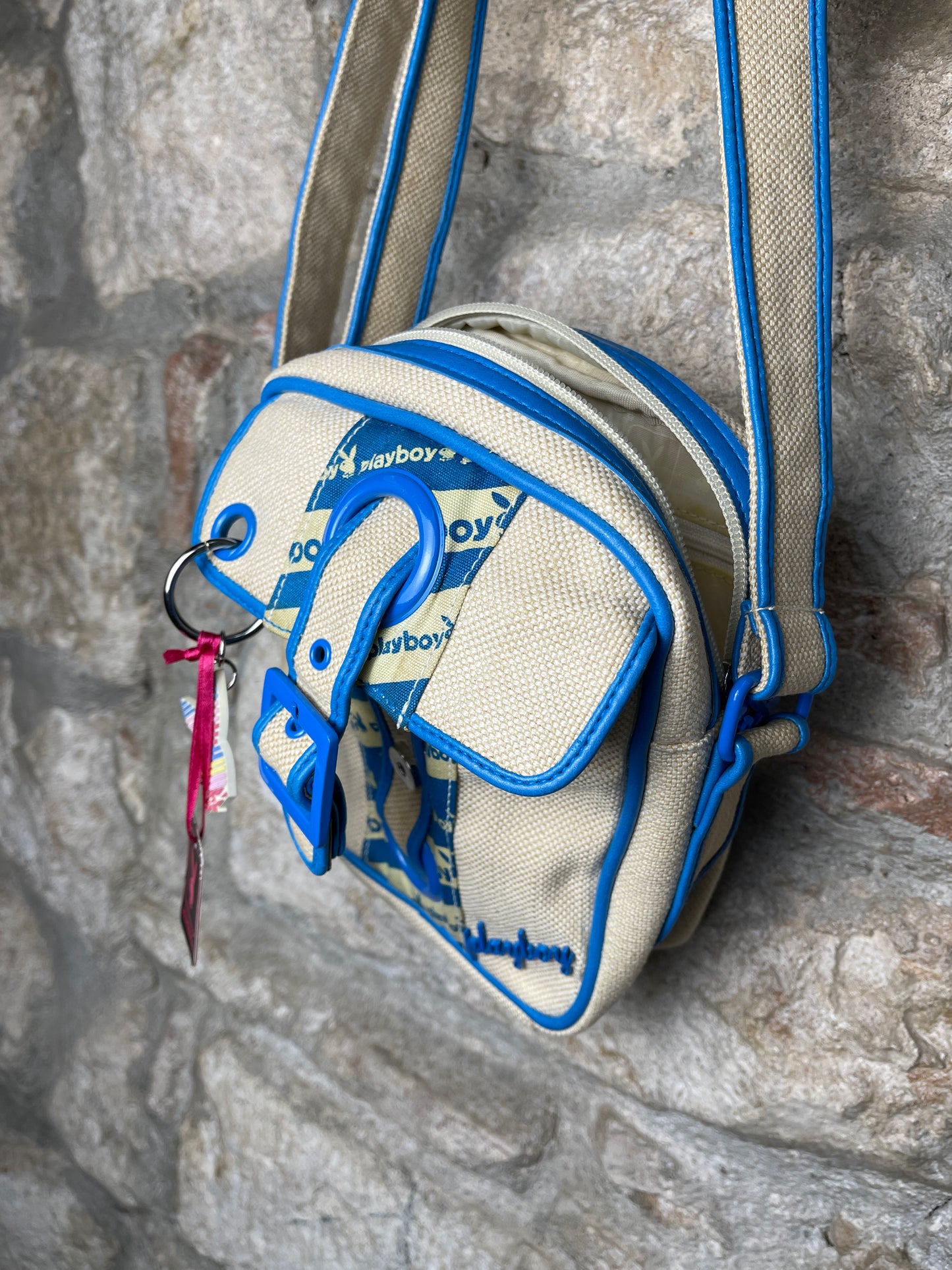 Y2K Playboy Shoulder Bag Creme Blue Deadstock 2004