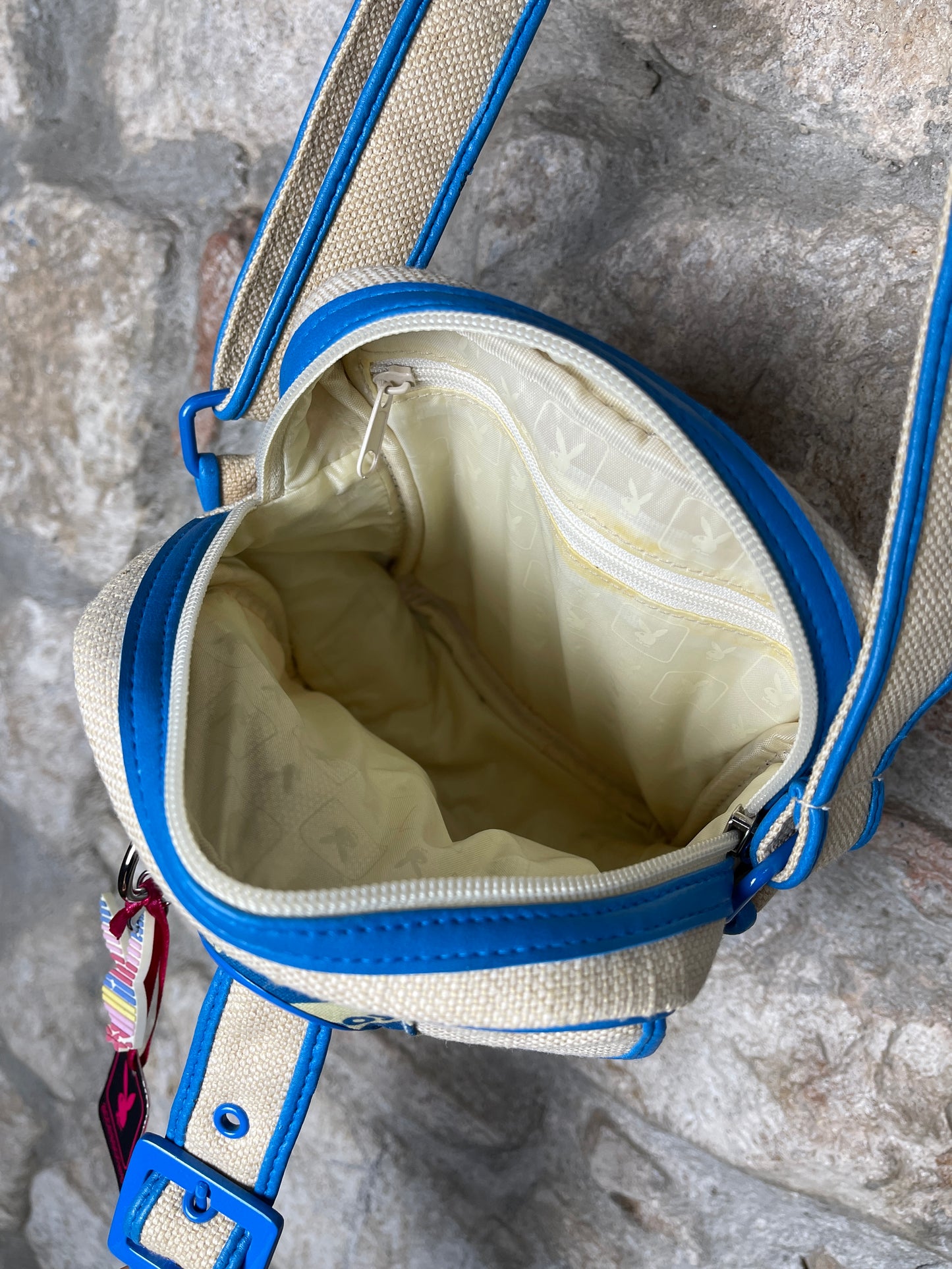 Y2K Playboy Shoulder Bag Creme Blue Deadstock 2004