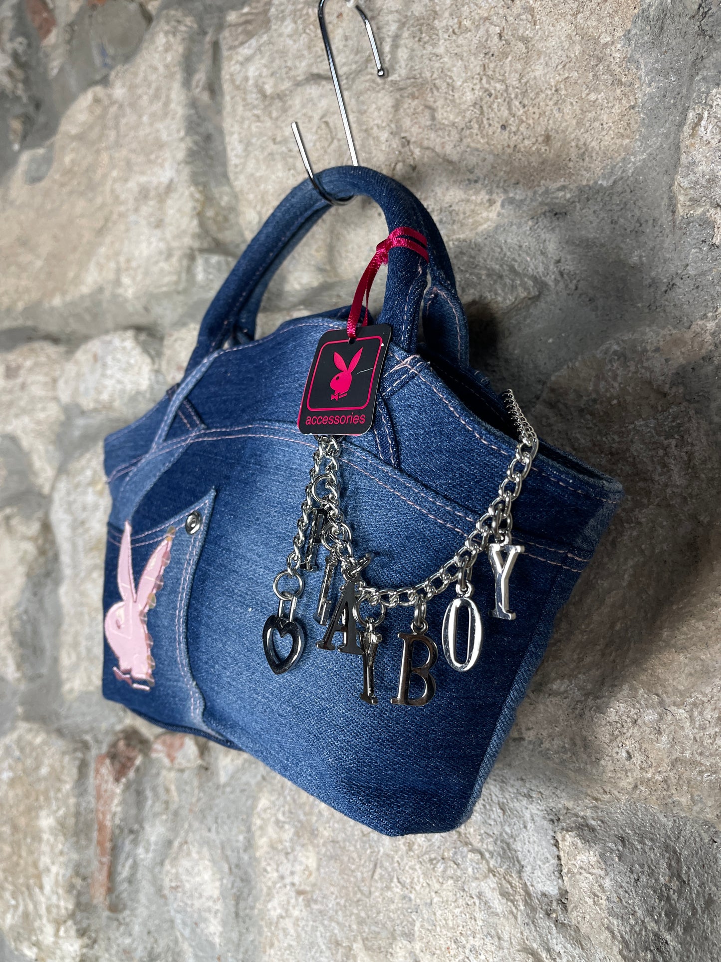 Y2K Playboy Denim Hand Bag Blue Deadstock 2004