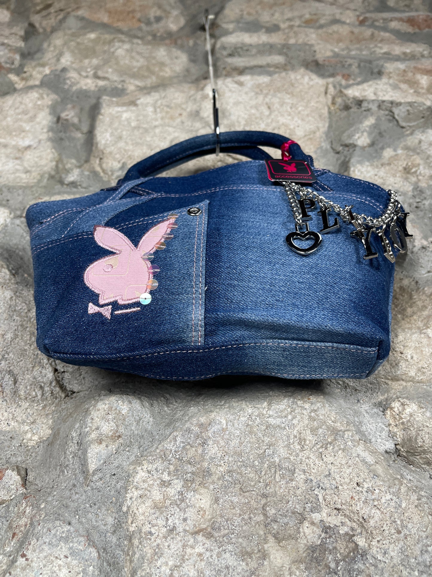 Y2K Playboy Denim Hand Bag Blue Deadstock 2004