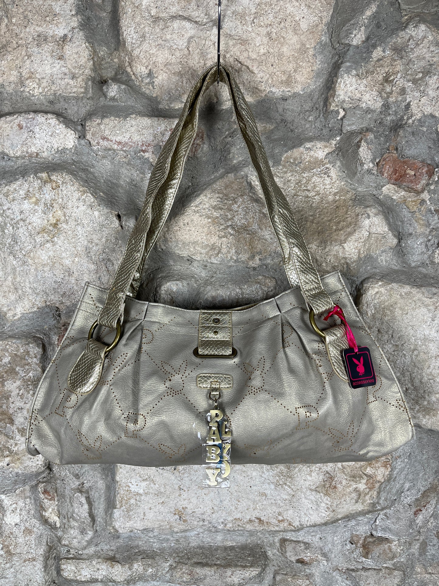 Y2K Playboy Shoulder Bag Gold Beige Deadstock 2004