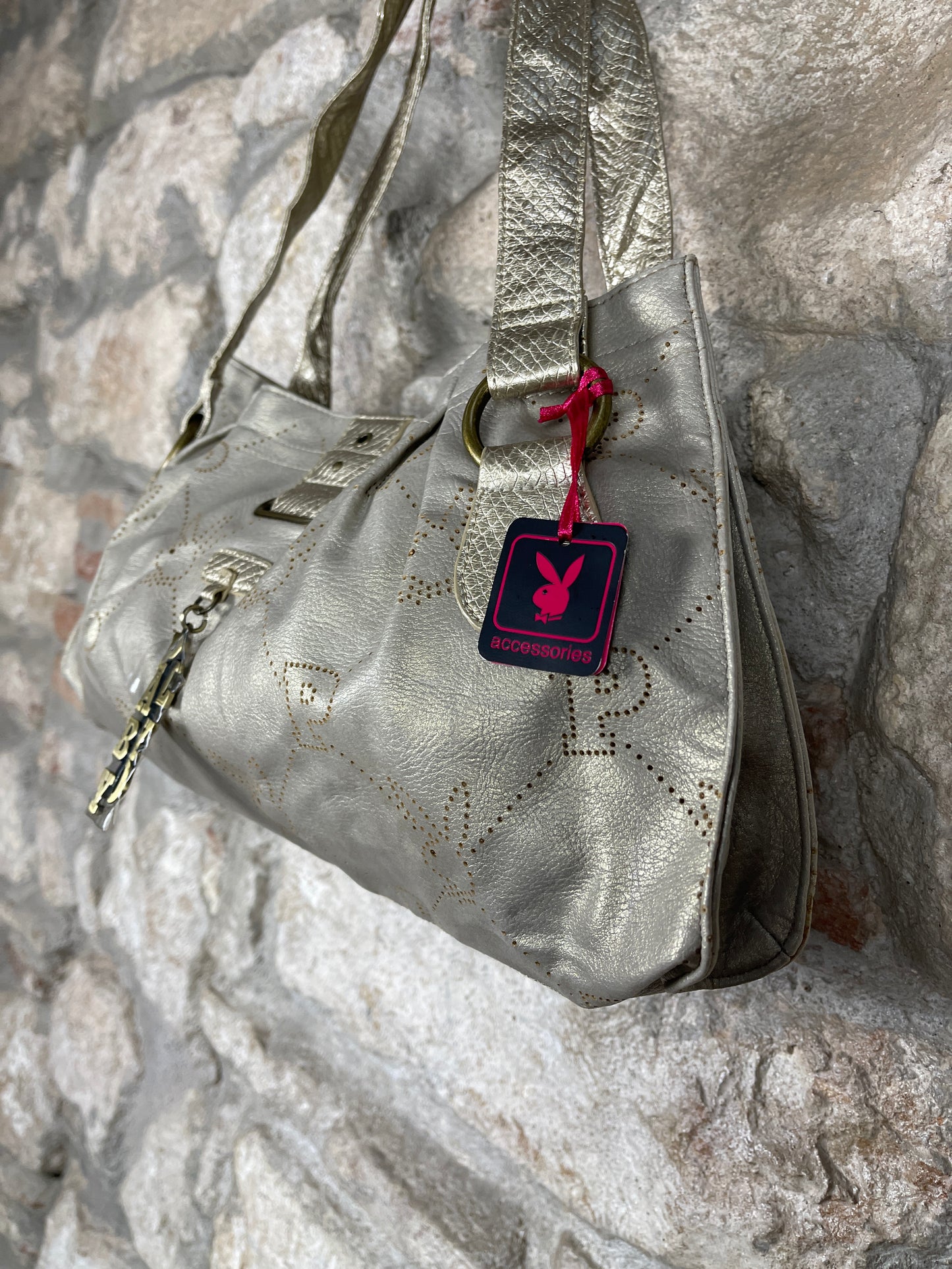 Y2K Playboy Shoulder Bag Gold Beige Deadstock 2004