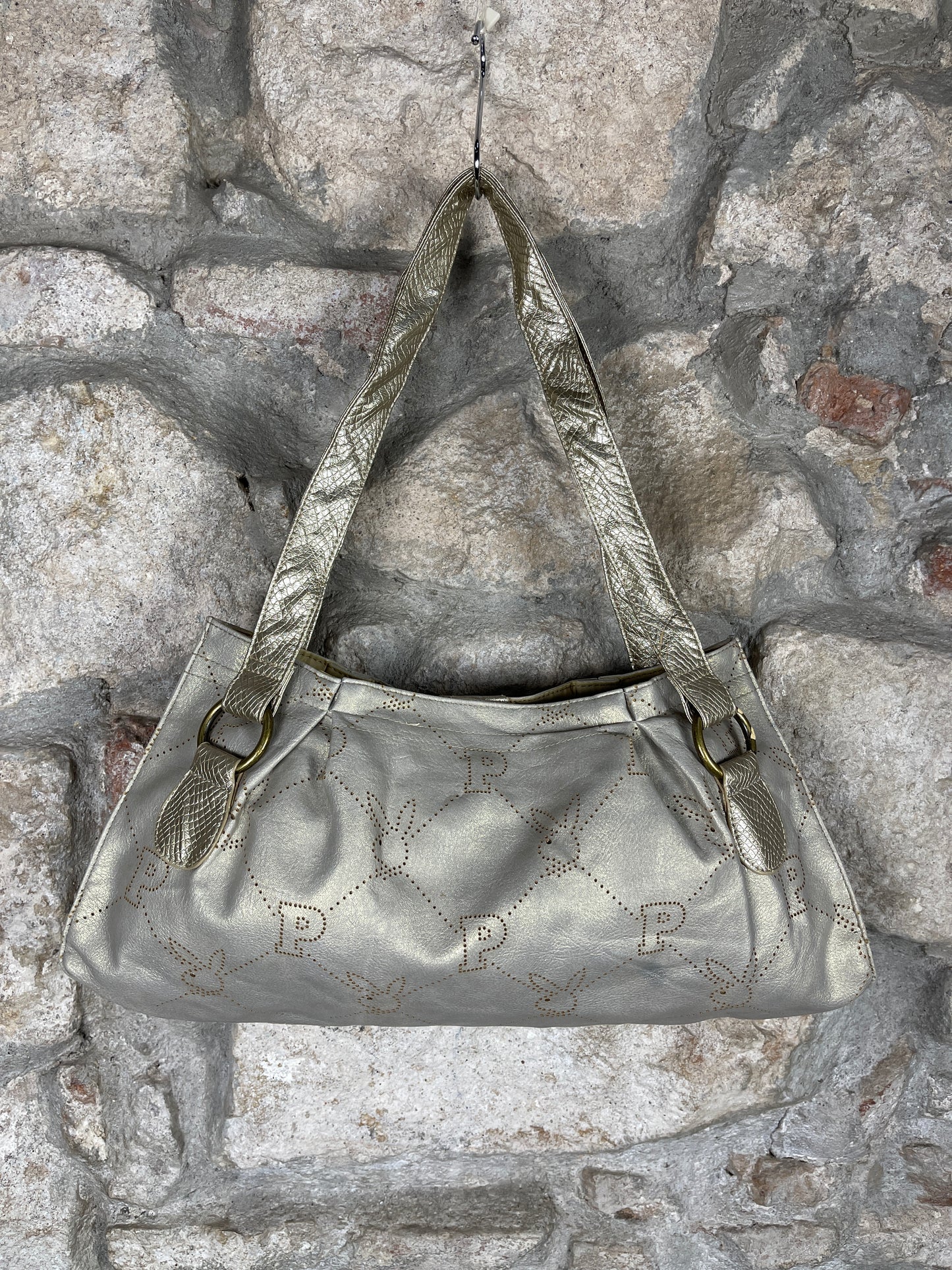 Y2K Playboy Shoulder Bag Gold Beige Deadstock 2004