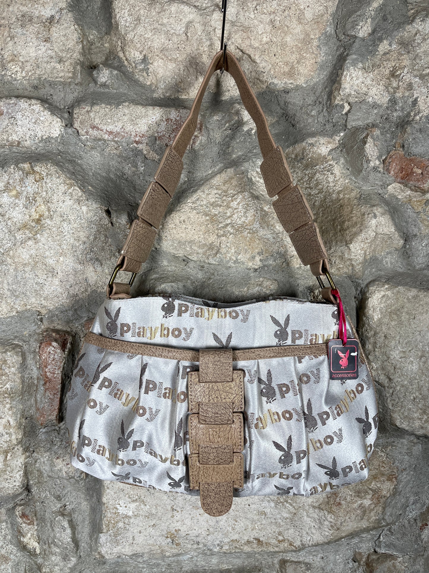 Y2K Playboy Shoulder Bag Beige Creme Deadstock 2008