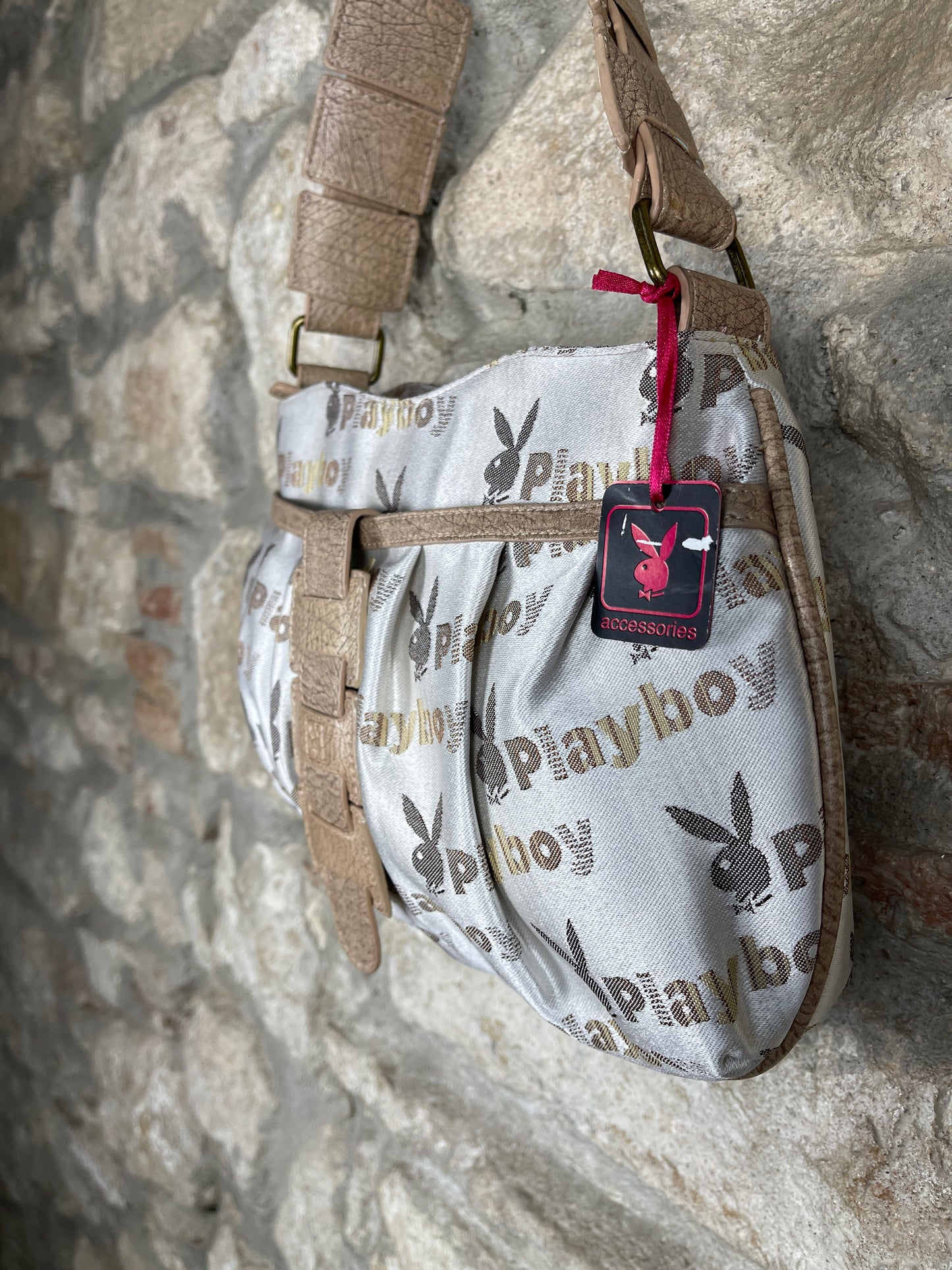 Y2K Playboy Shoulder Bag Beige Creme Deadstock 2008