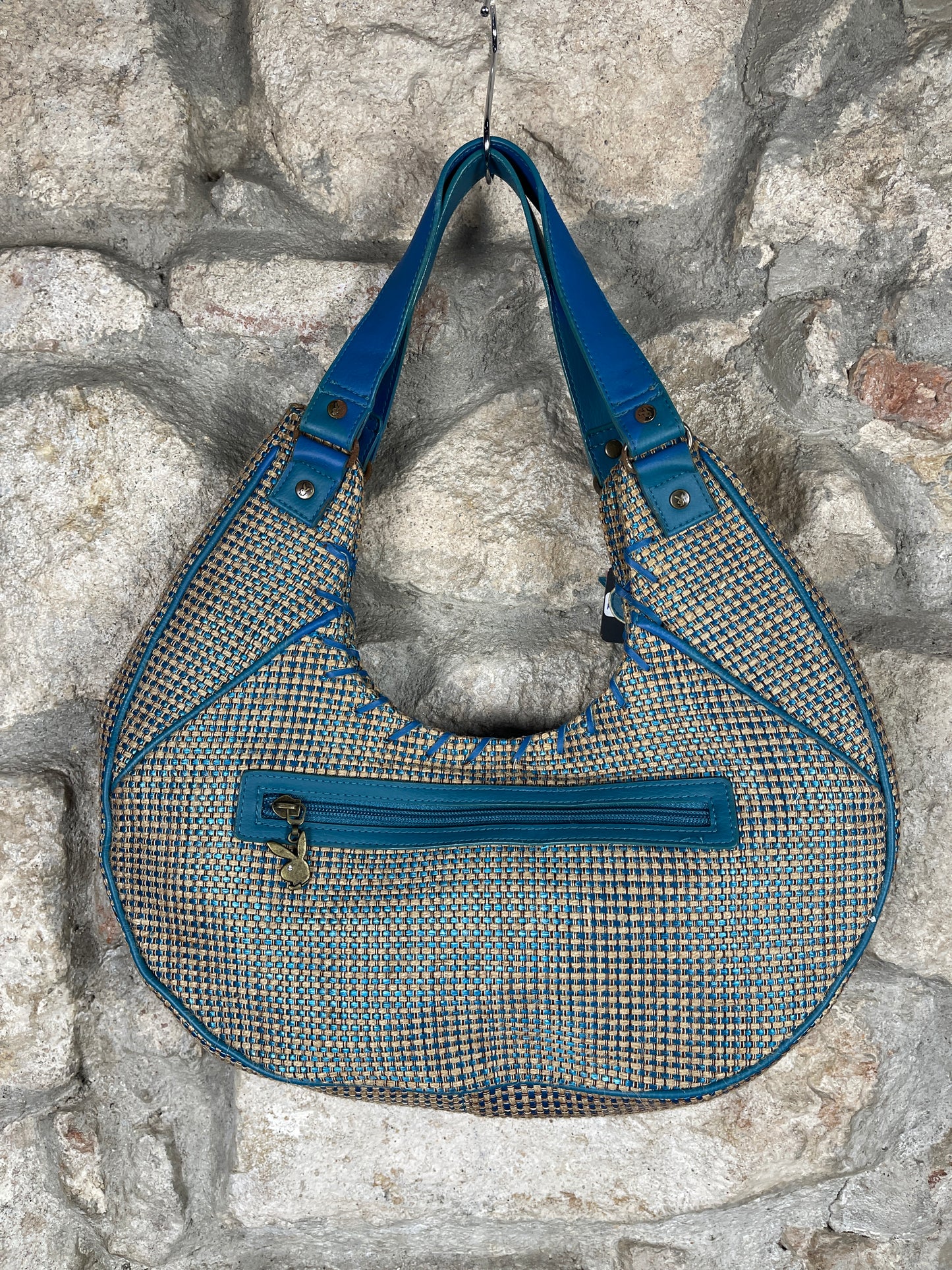 Y2K PLayboy Shoulder Bag Jute Blue Deadstock 2004