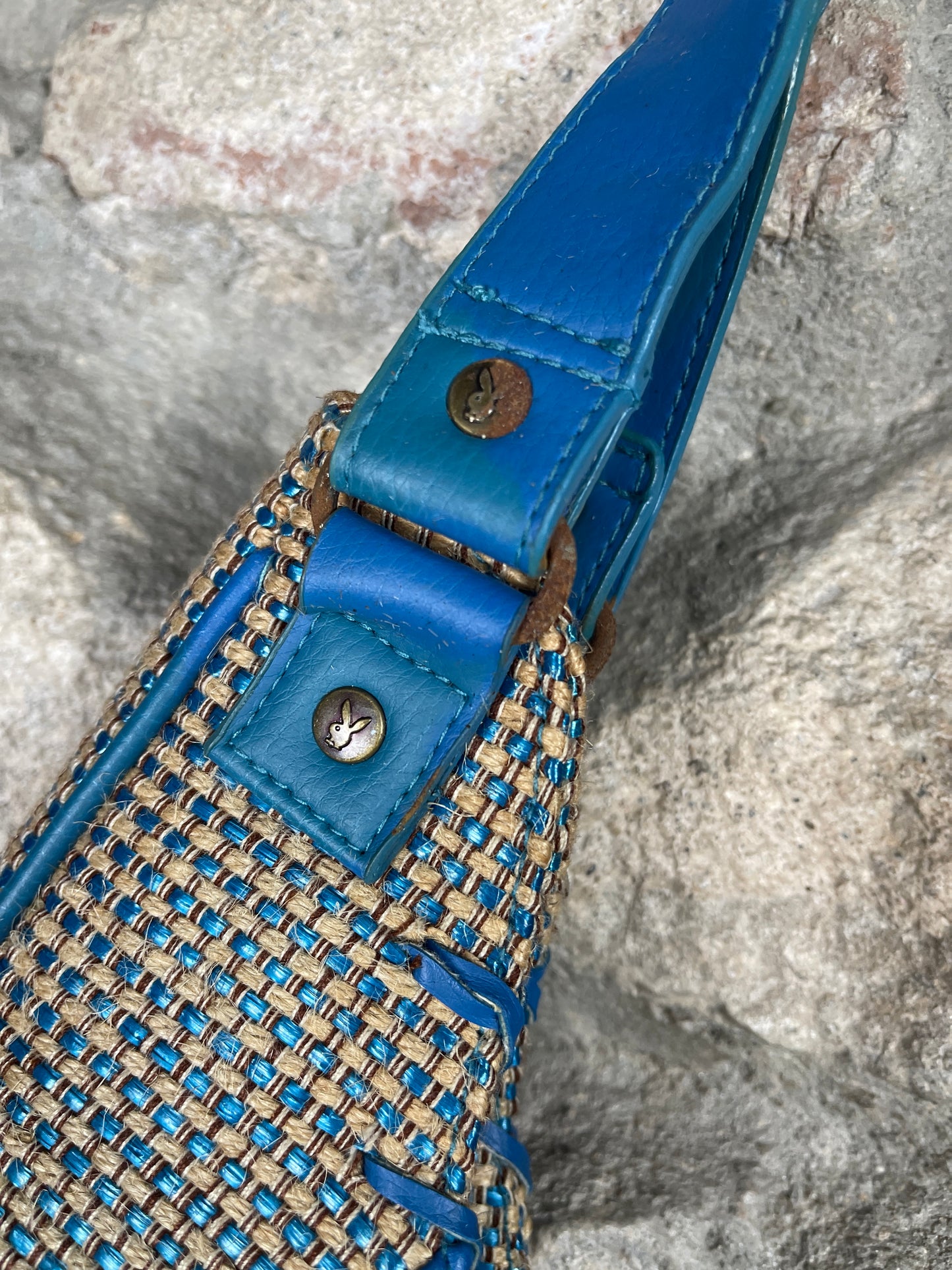 Y2K PLayboy Shoulder Bag Jute Blue Deadstock 2004