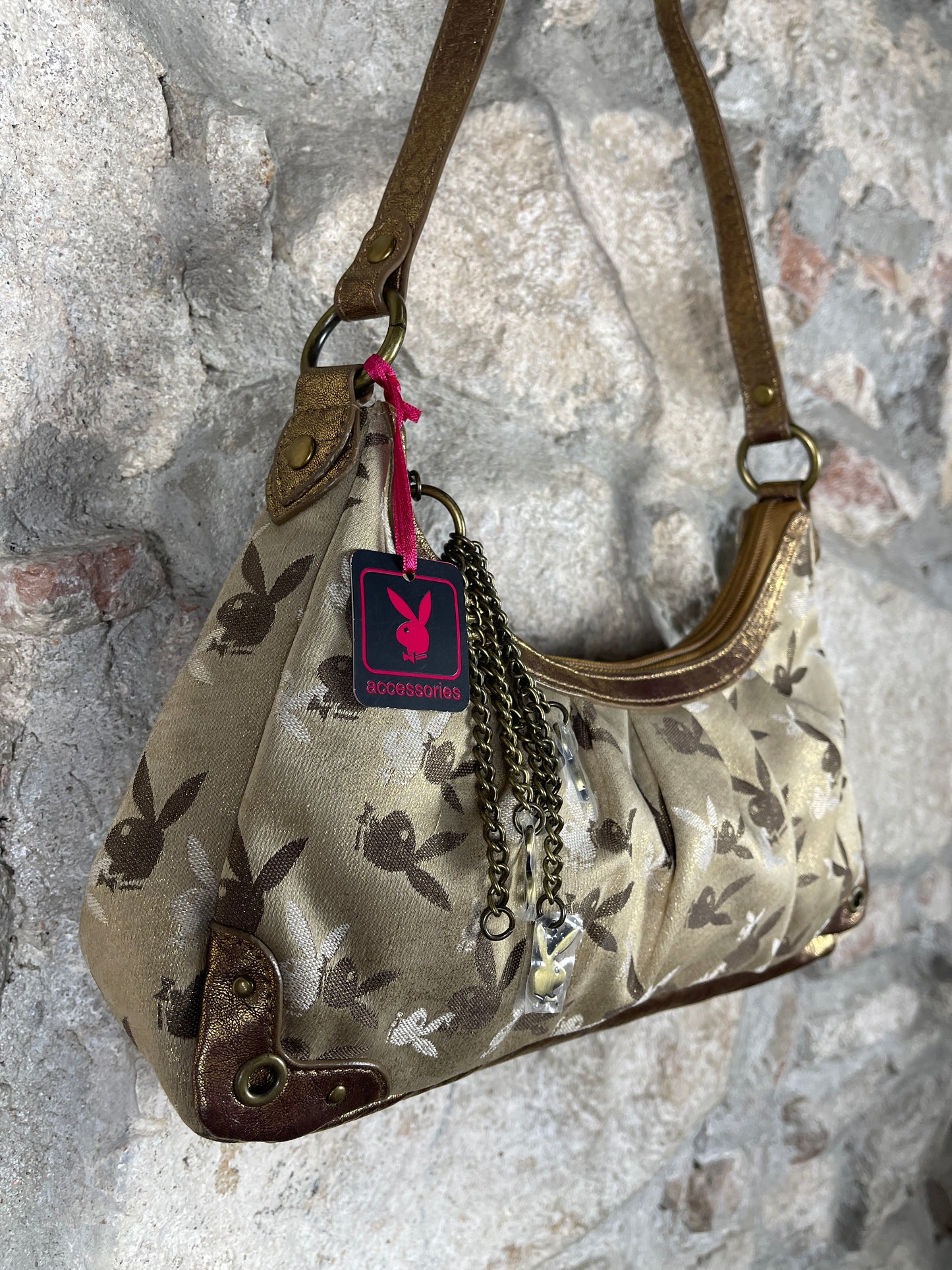 Y2K Playboy Shoulder Bag Gold Deadstock 2007