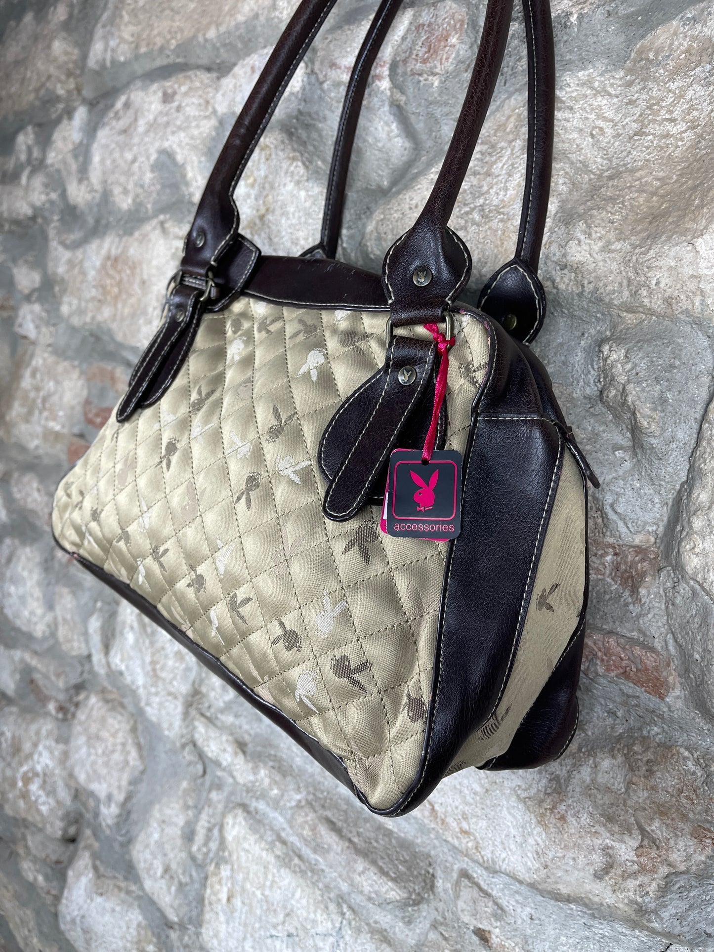 Y2K Playboy Shoulder Bag Beige Brown Deadstock 2007