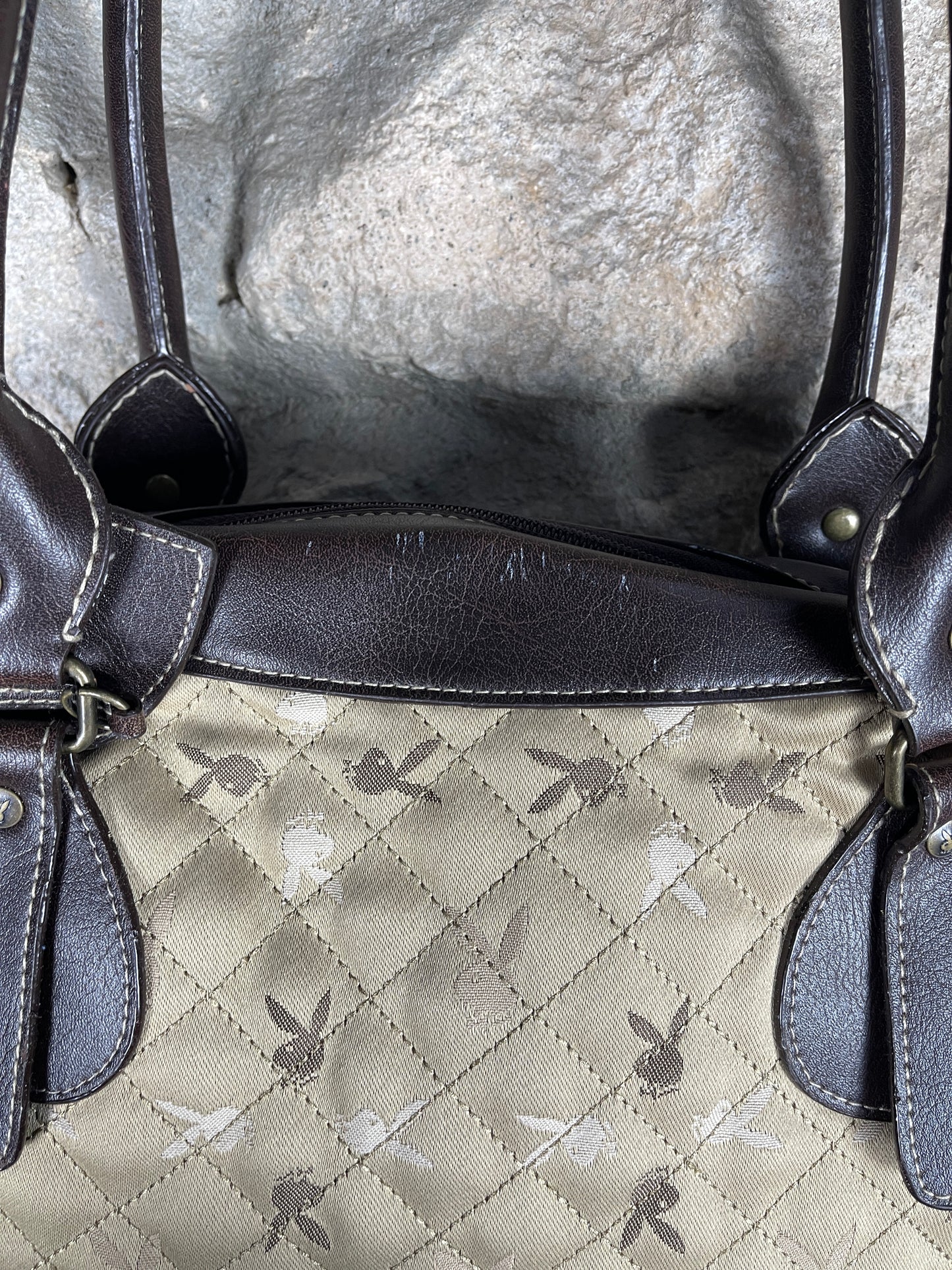 Y2K Playboy Shoulder Bag Beige Brown Deadstock 2007