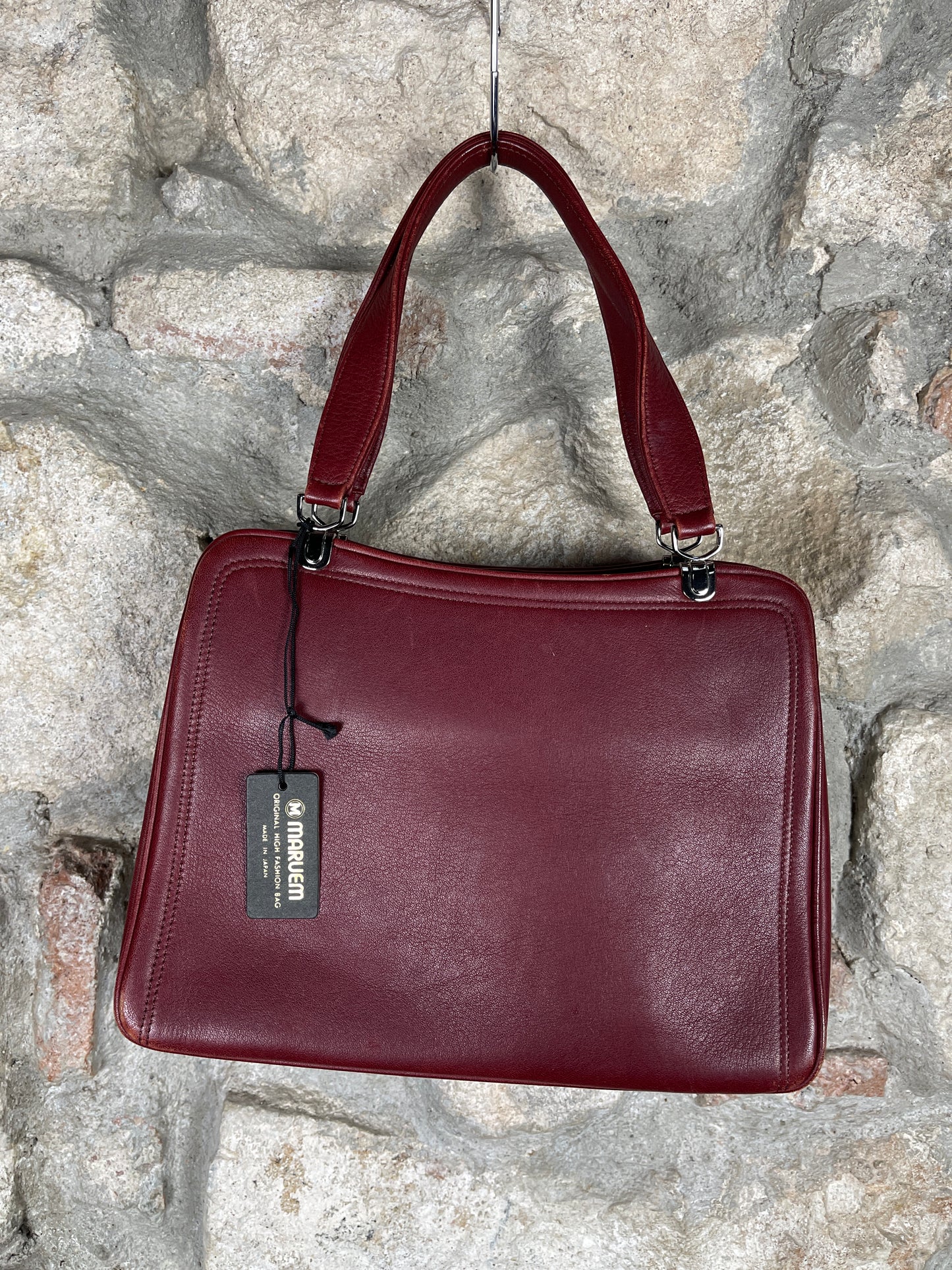Vintage Maruem Hand Bag Leather Red Japan