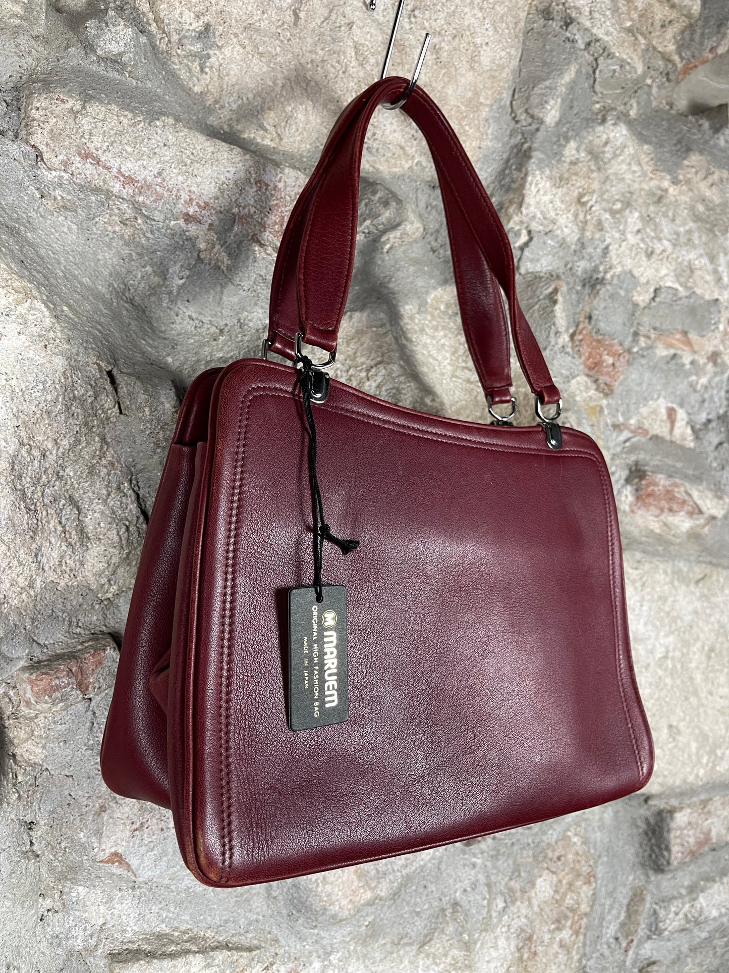 Vintage Maruem Hand Bag Leather Red Japan