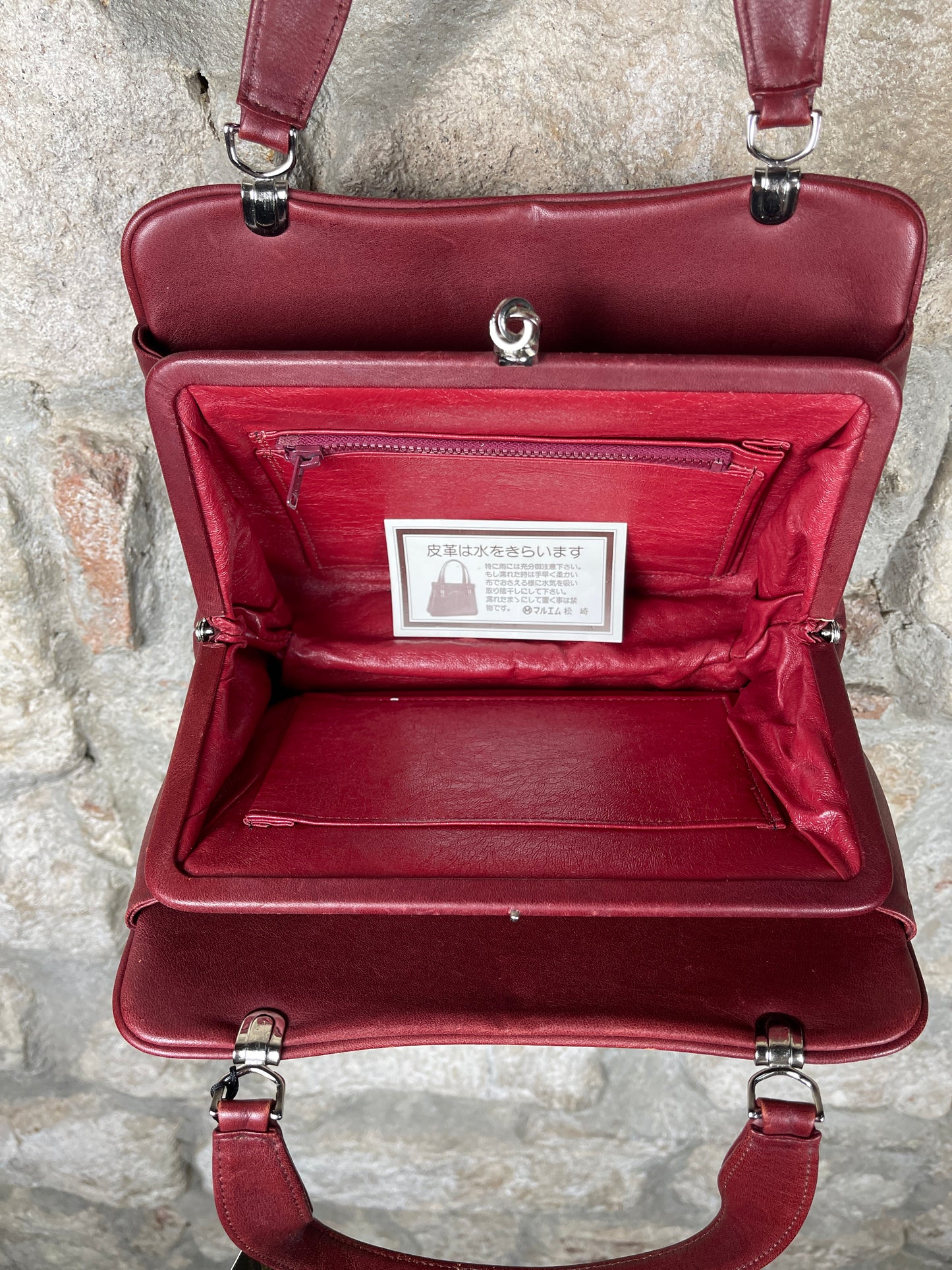 Vintage Maruem Hand Bag Leather Red Japan