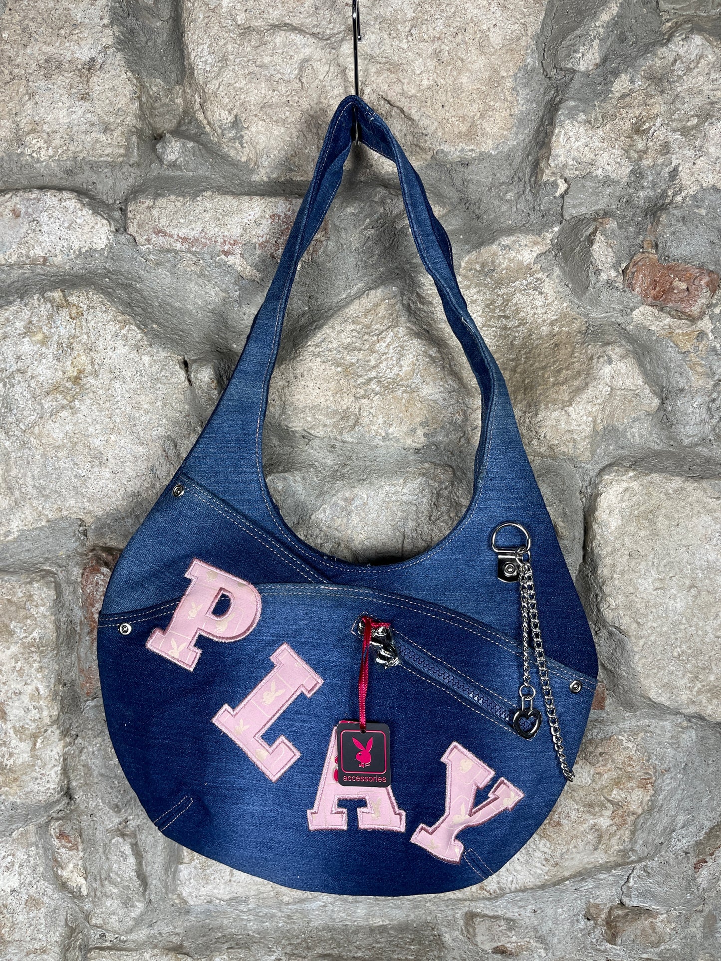 Y2K Playboy Denim Shoulder Bag Blue Deadstock 2004