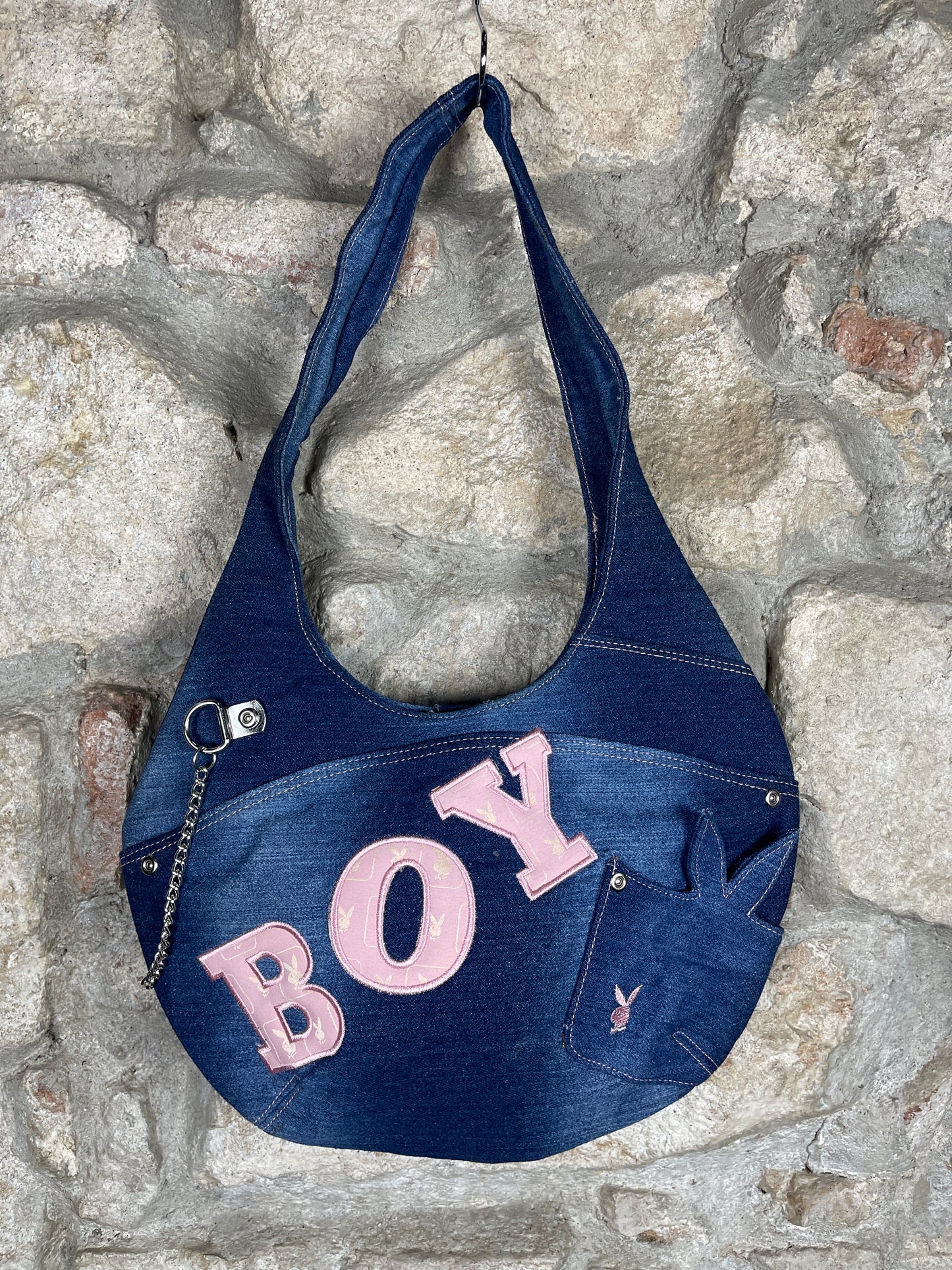 Y2K Playboy Denim Shoulder Bag Blue Deadstock 2004