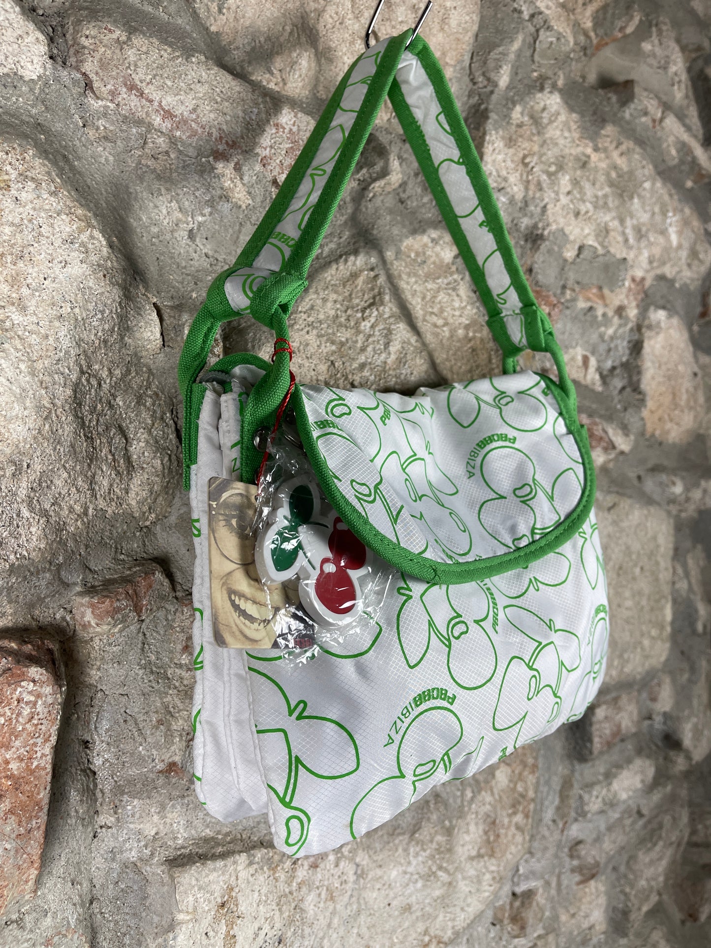 Y2K Pacha Shoulder Bag White Green Deadstock 2000s