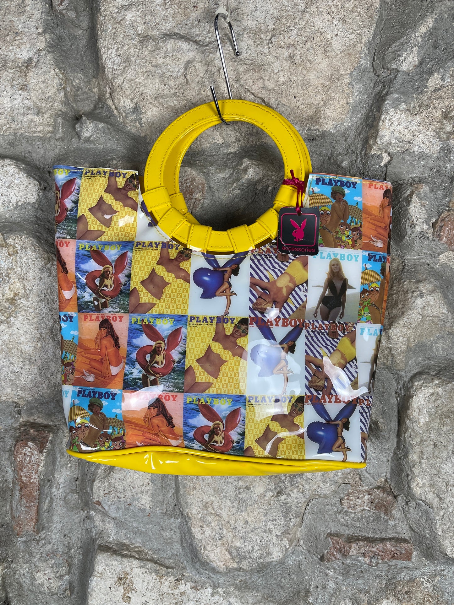 Y2K Playboy Vinyl Hand Bag Yellow Deadstock 2004