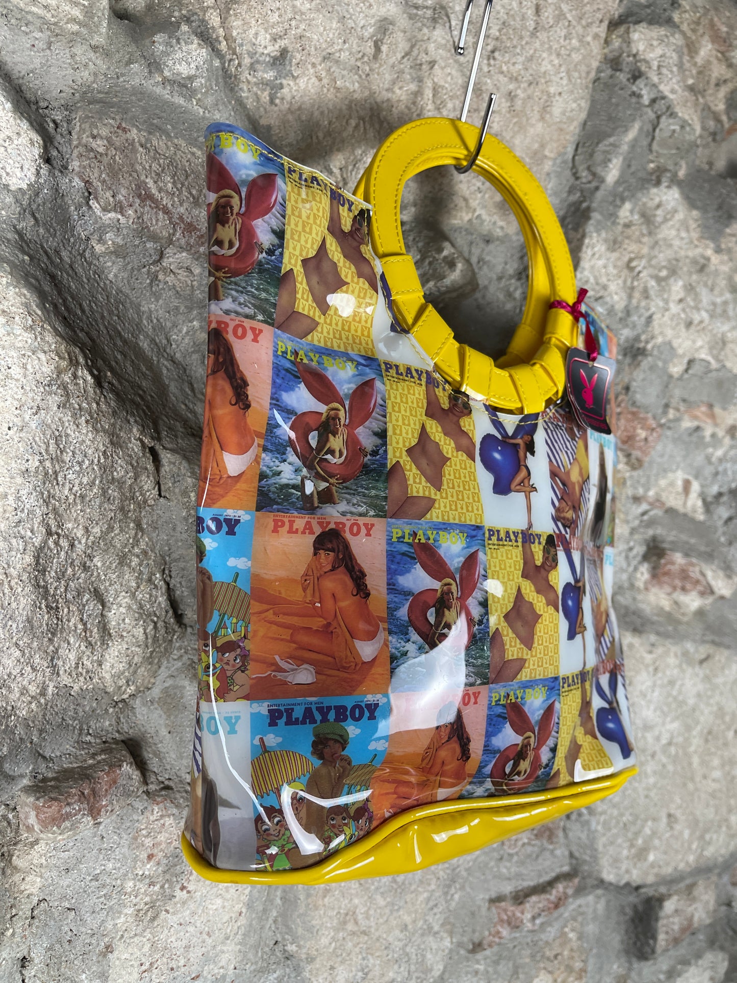 Y2K Playboy Vinyl Hand Bag Yellow Deadstock 2004