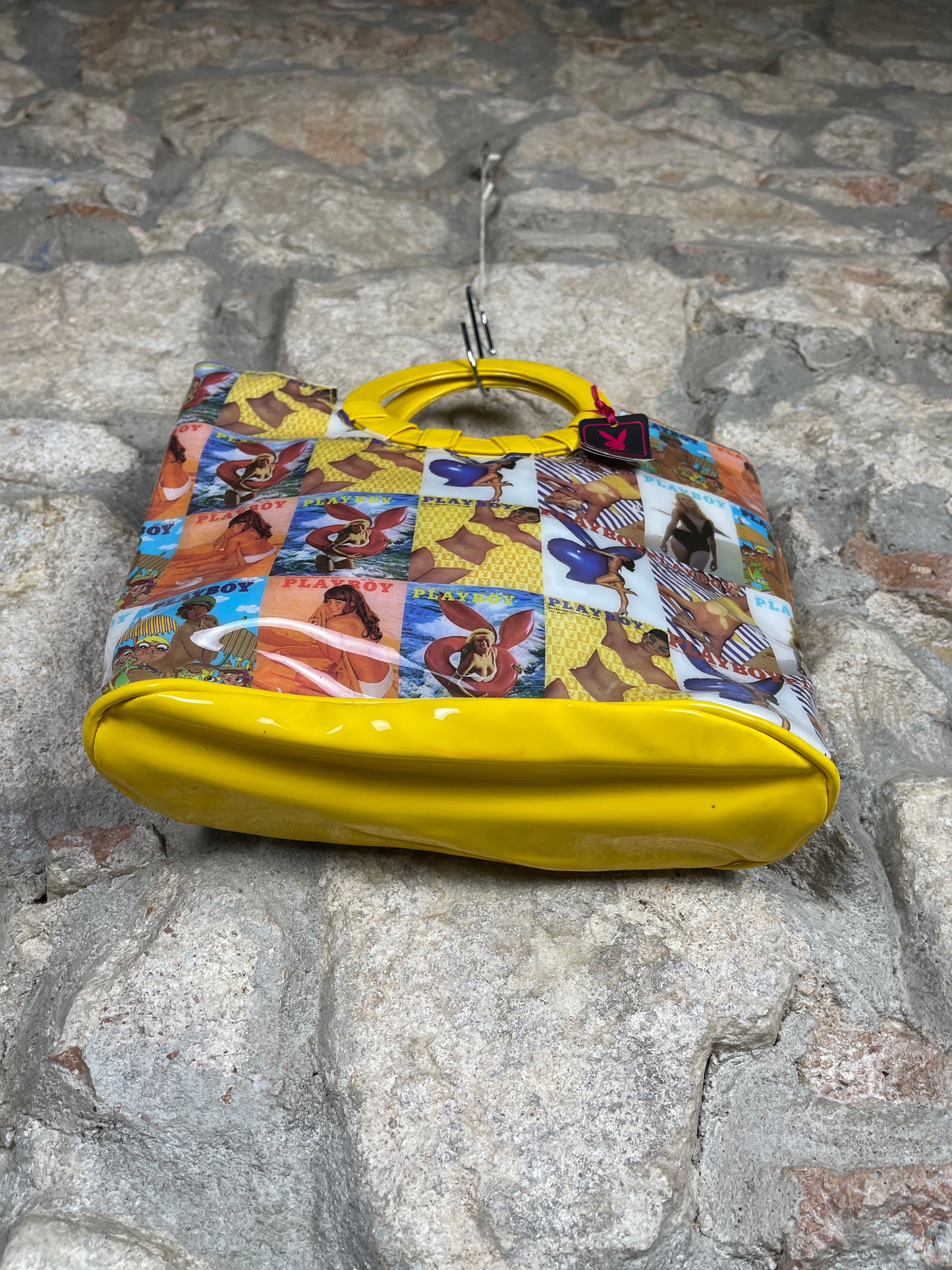Y2K Playboy Vinyl Hand Bag Yellow Deadstock 2004