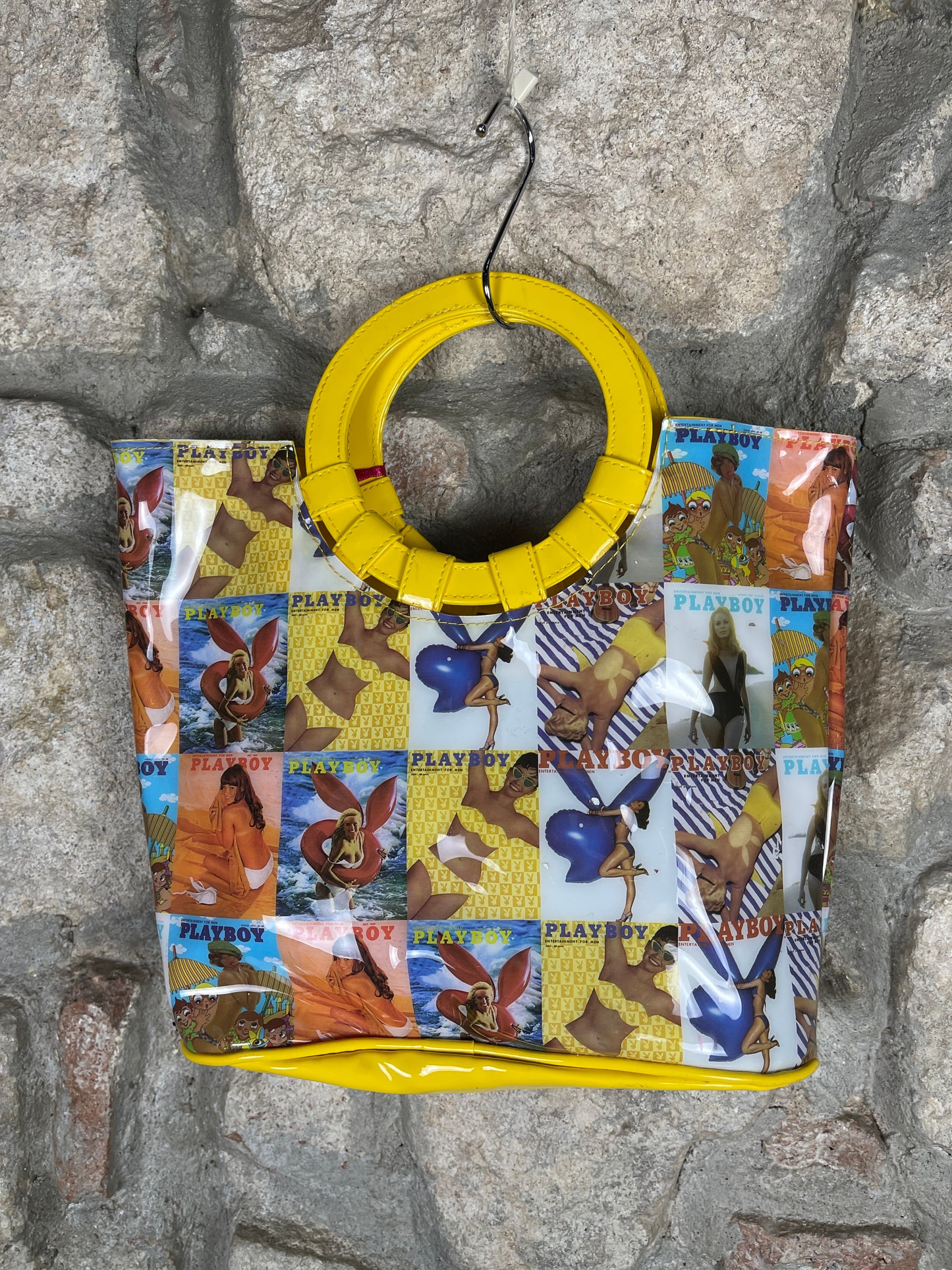 Y2K Playboy Vinyl Hand Bag Yellow Deadstock 2004