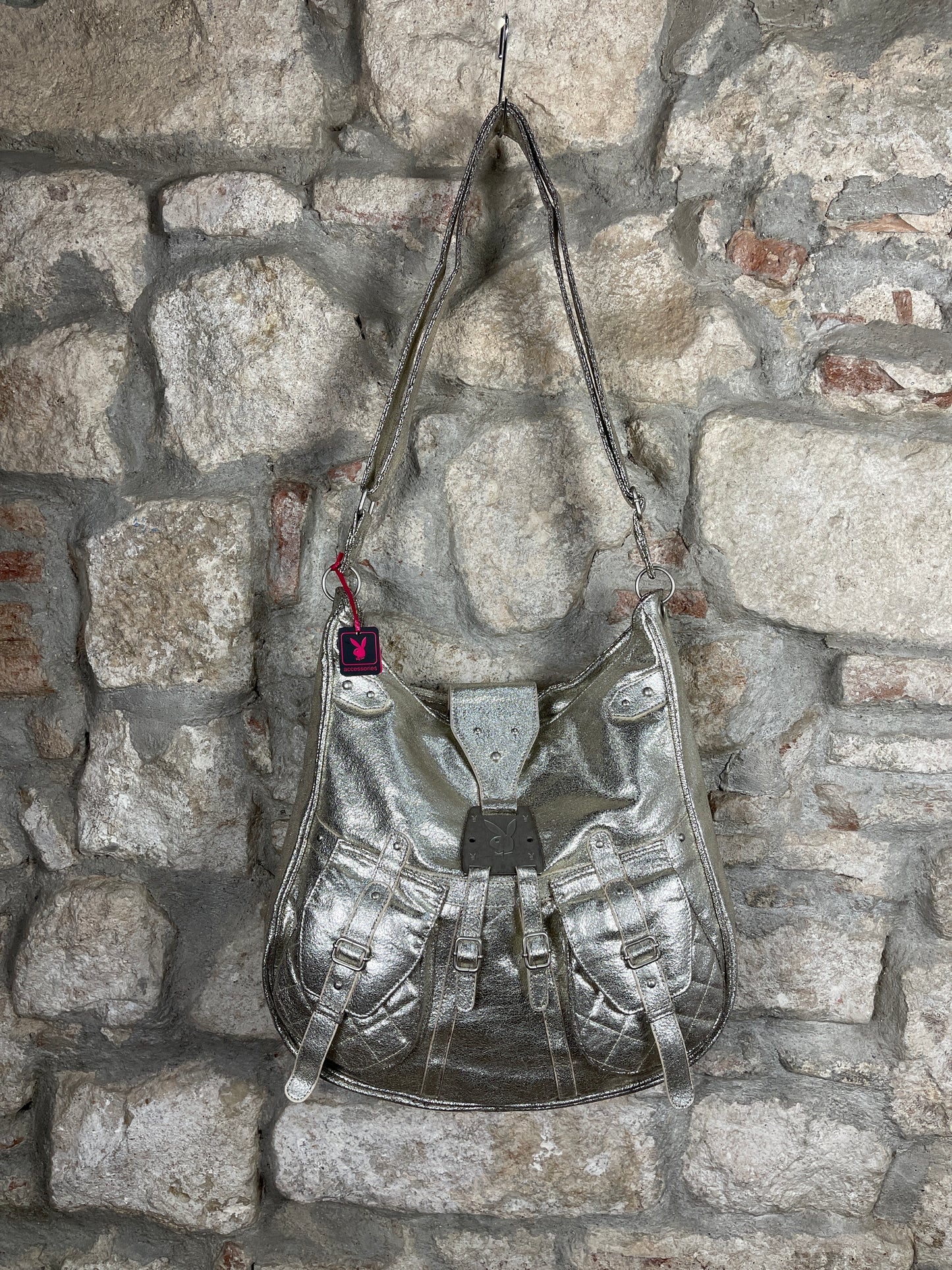Y2K Playboy Shoulder Bag Silver Deadstock 2004
