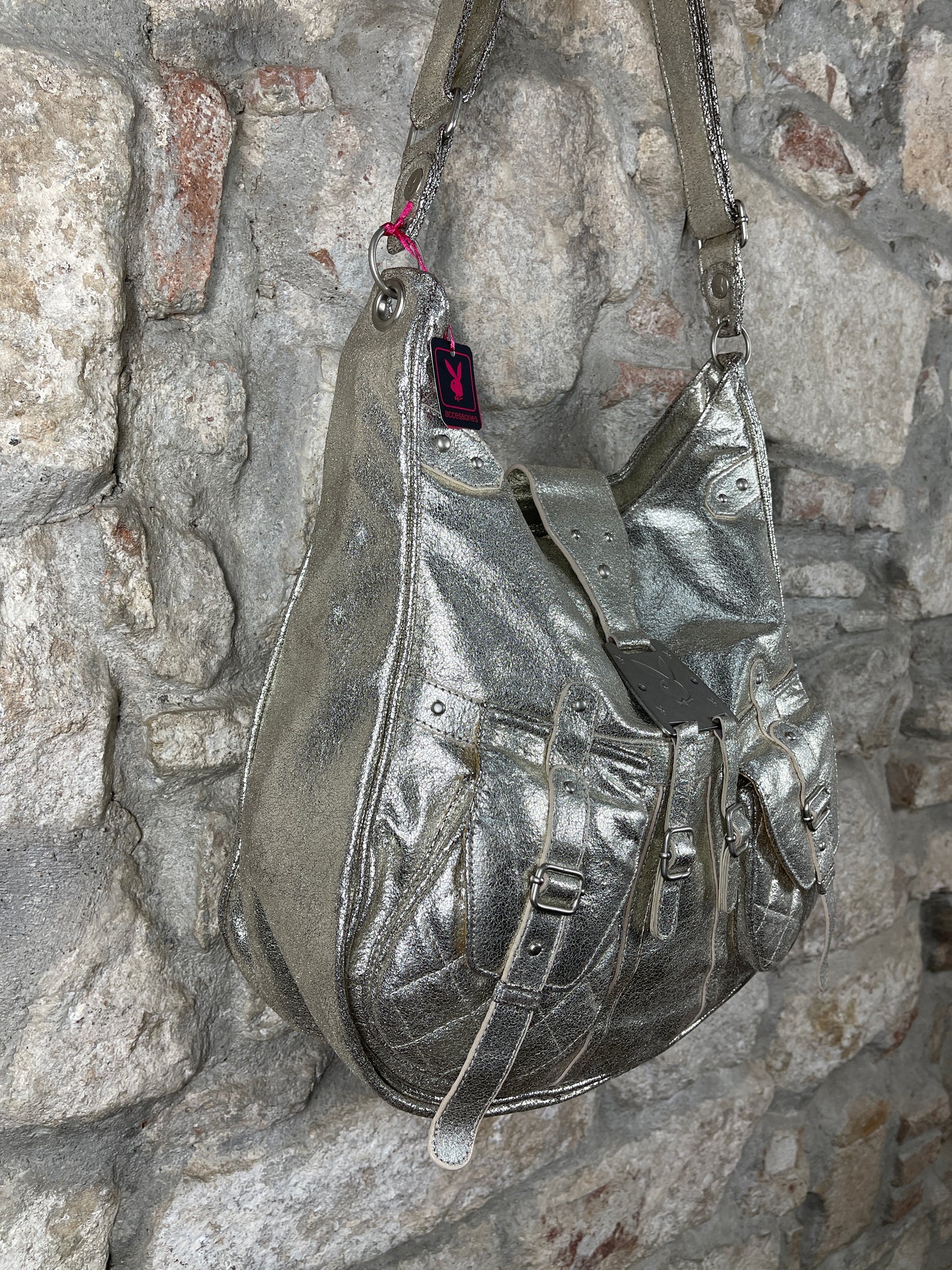 Y2K Playboy Shoulder Bag Silver Deadstock 2004