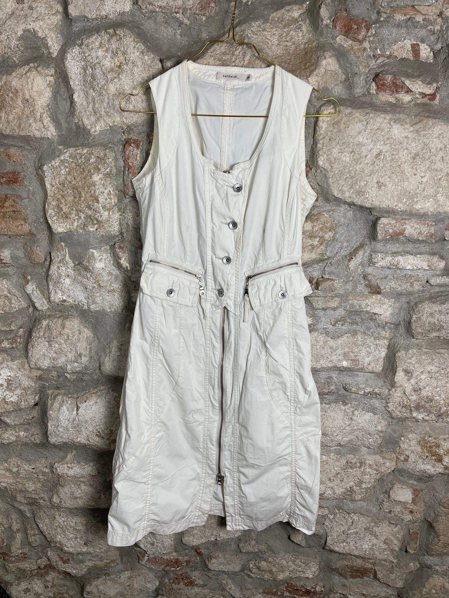 Y2K Sandwich Sleeveless Dress White XS