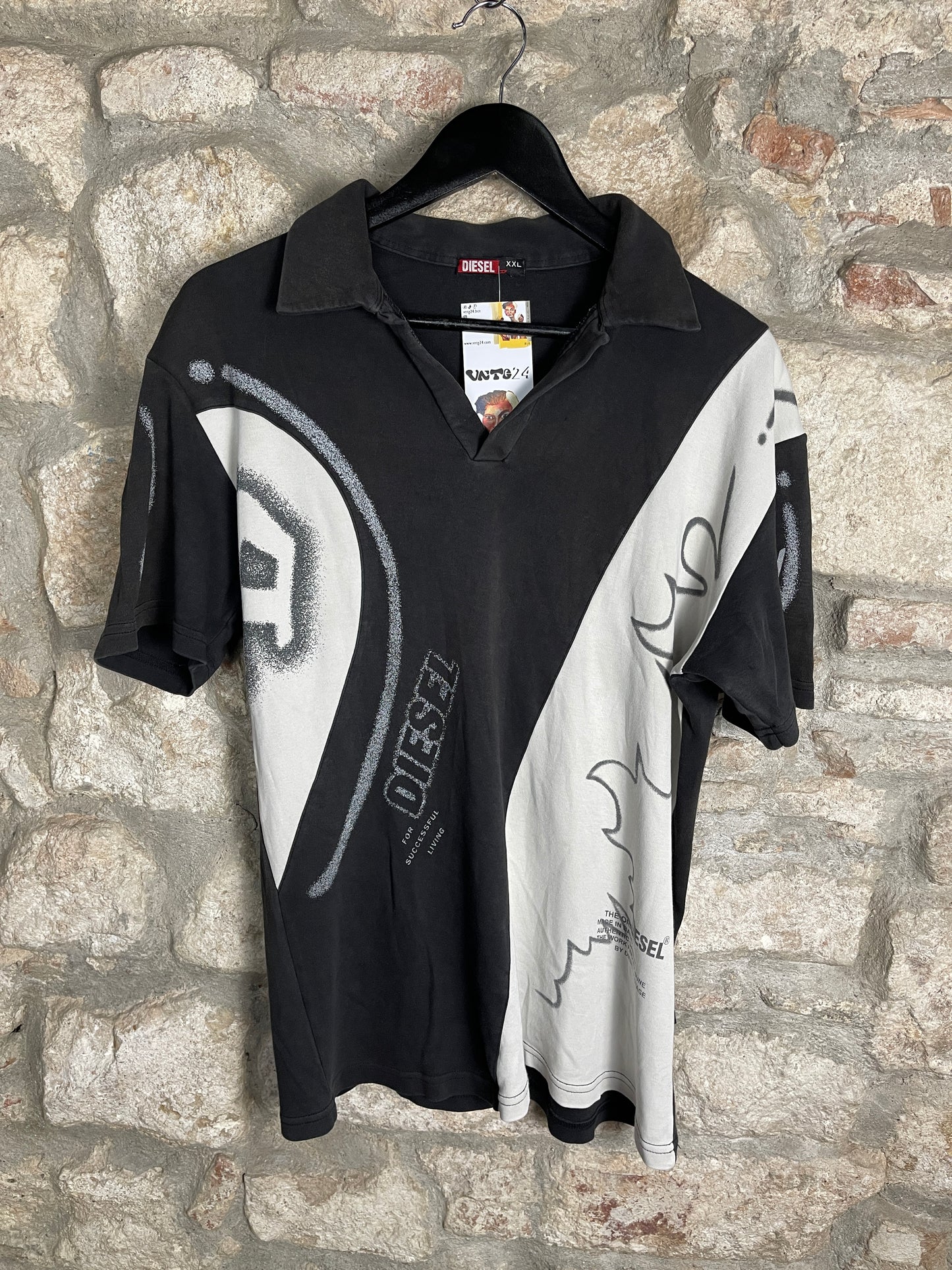 Y2K Diesel T-Shirt Black White XXL
