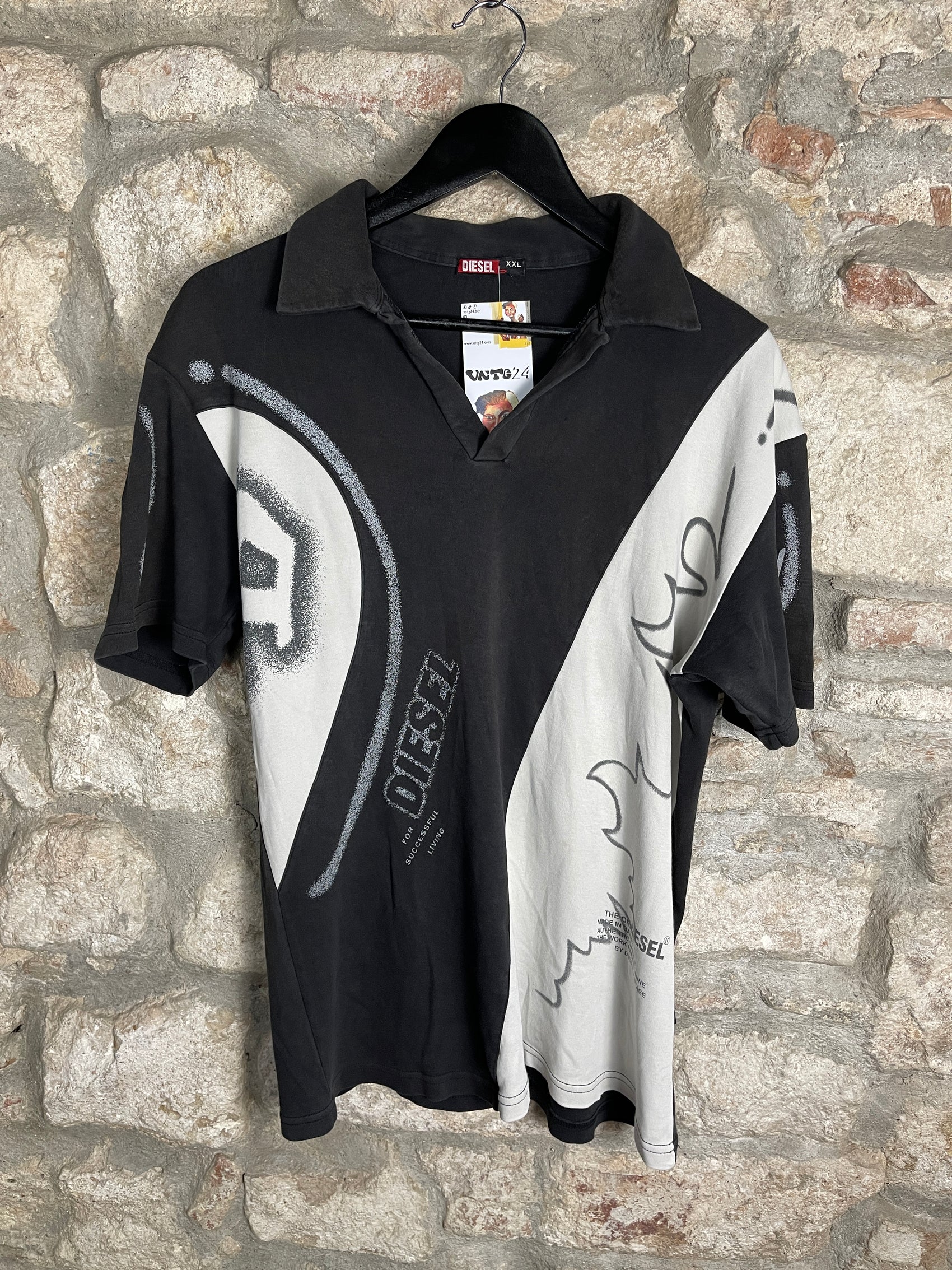 Y2K Diesel T-Shirt Black White XXL