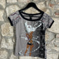 Y2K Custo Barcelona Short Sleeve Top Silver M