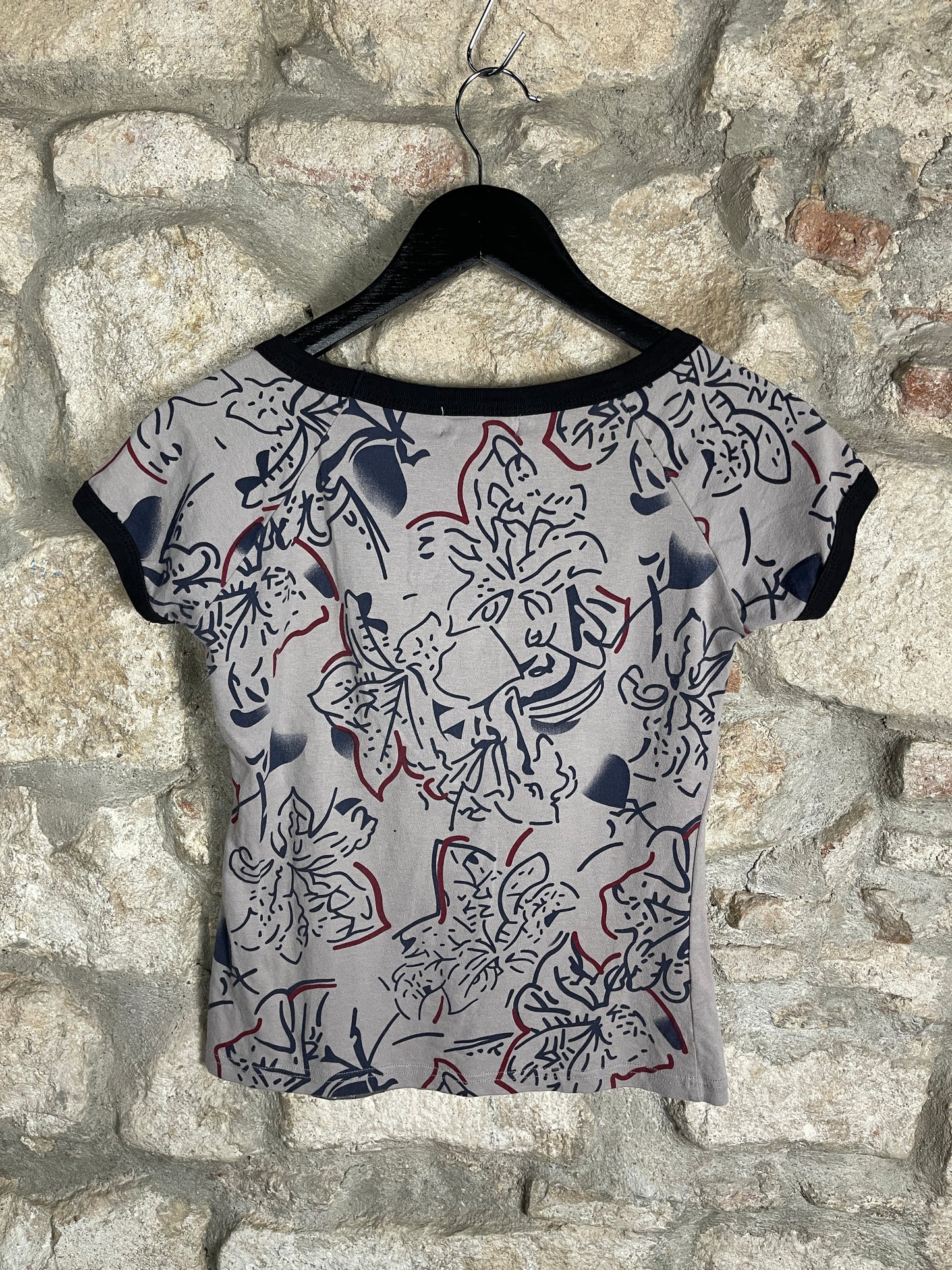 Y2K Custo Barcelona Short Sleeve Top Silver M