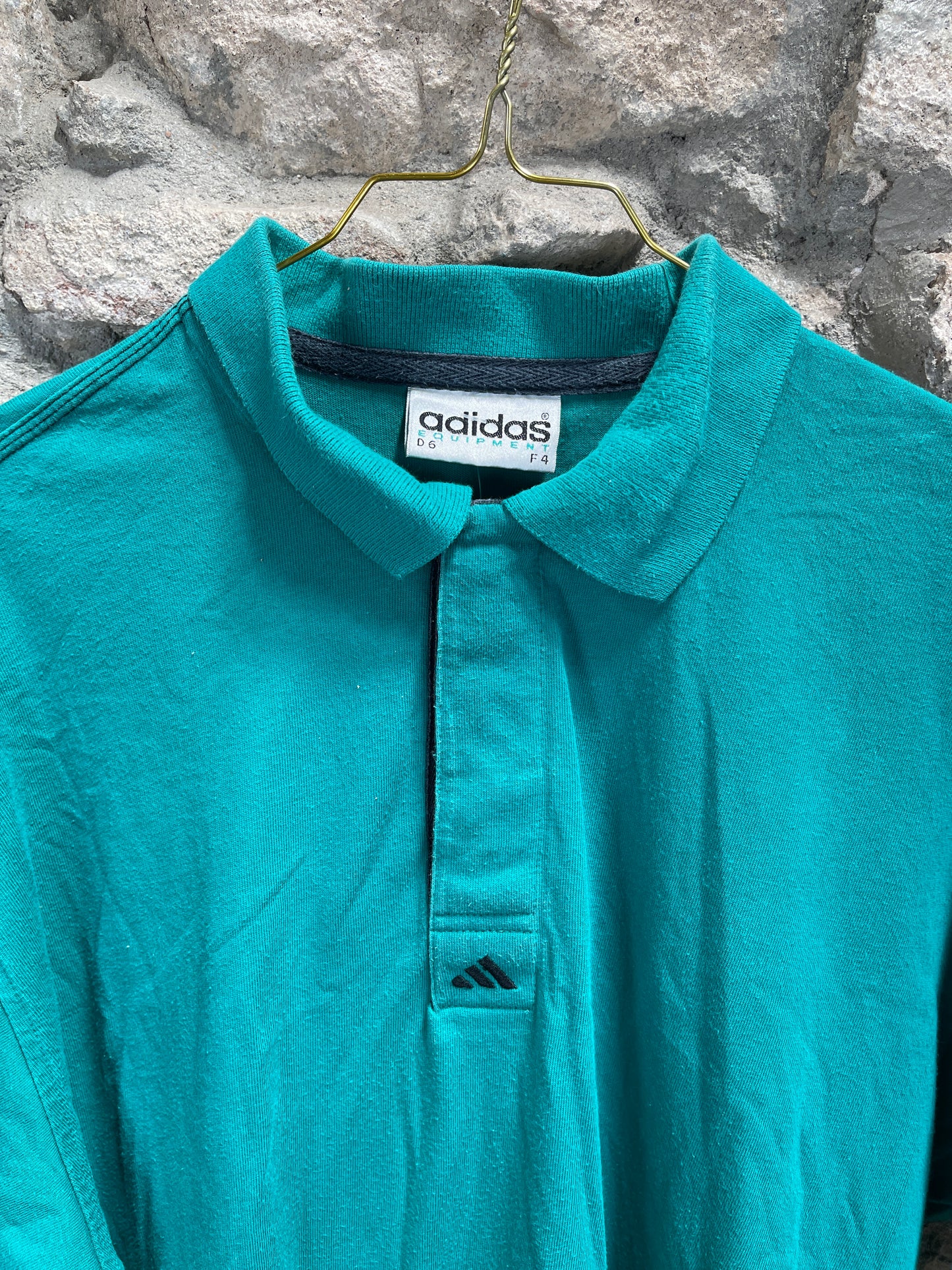 Vintage Adidas Equipment Polo Shirt Turquoise Green L