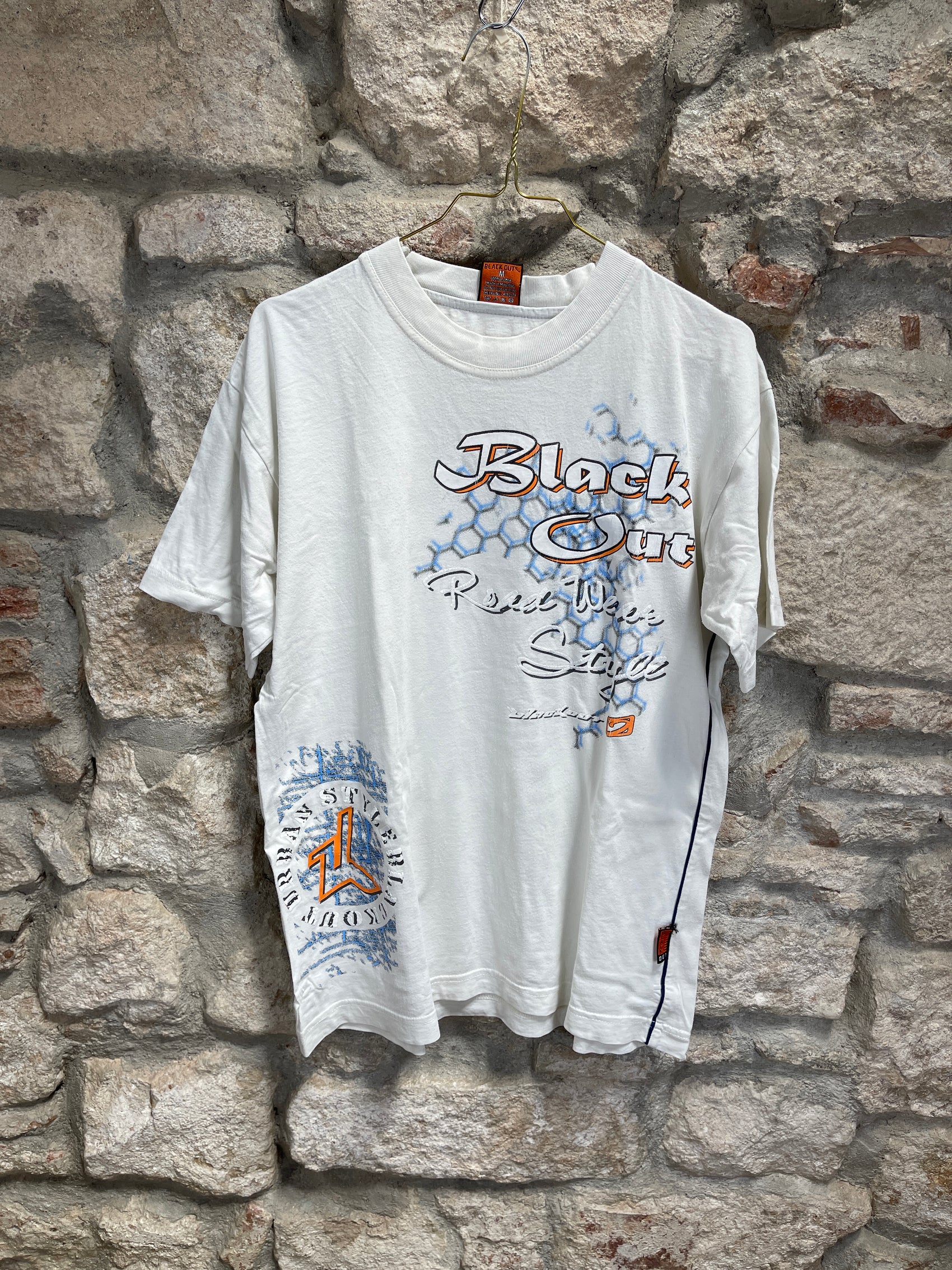 Y2k Blackout T-Shirt White M